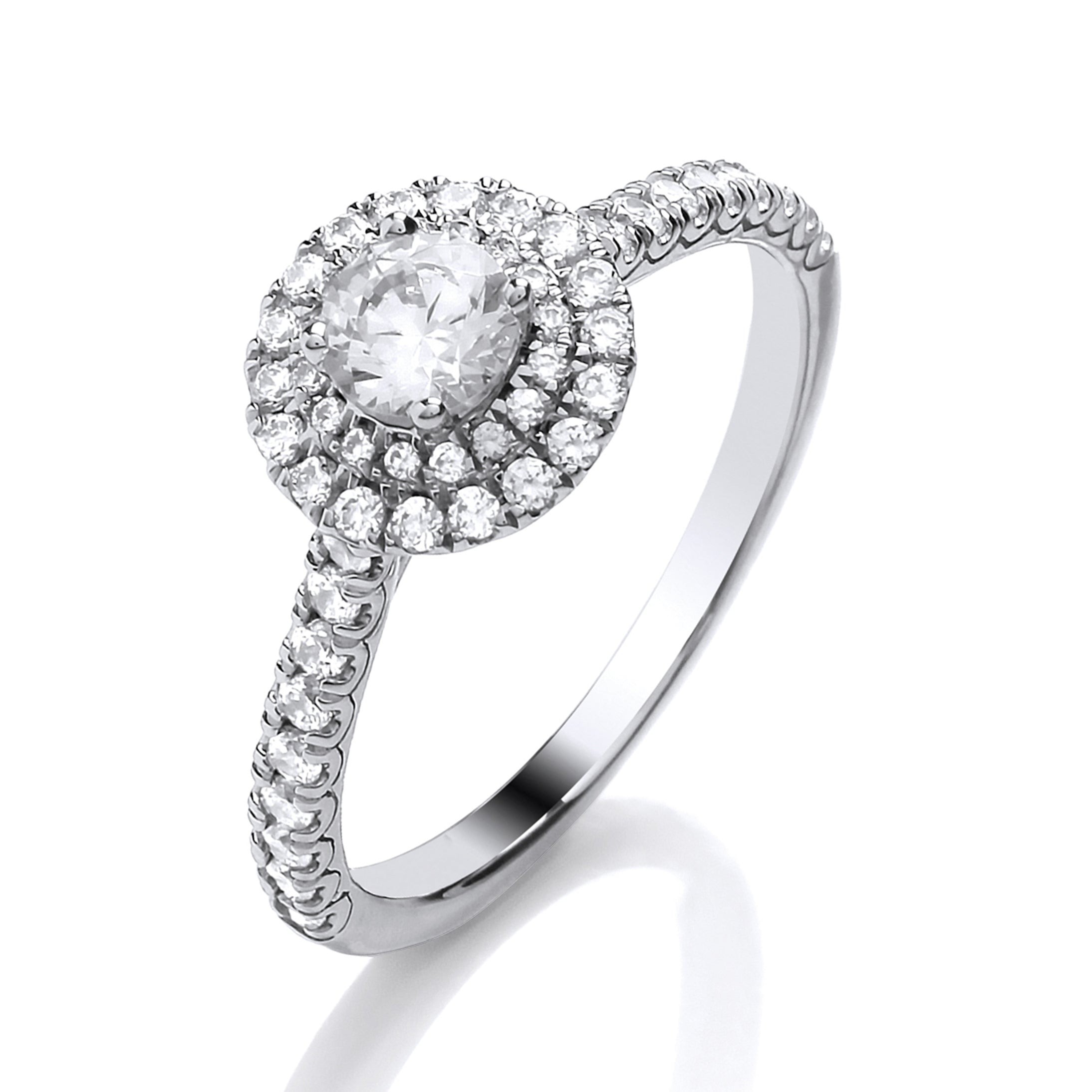 9K White Gold Brilliant Cut Halo with Diamond Band