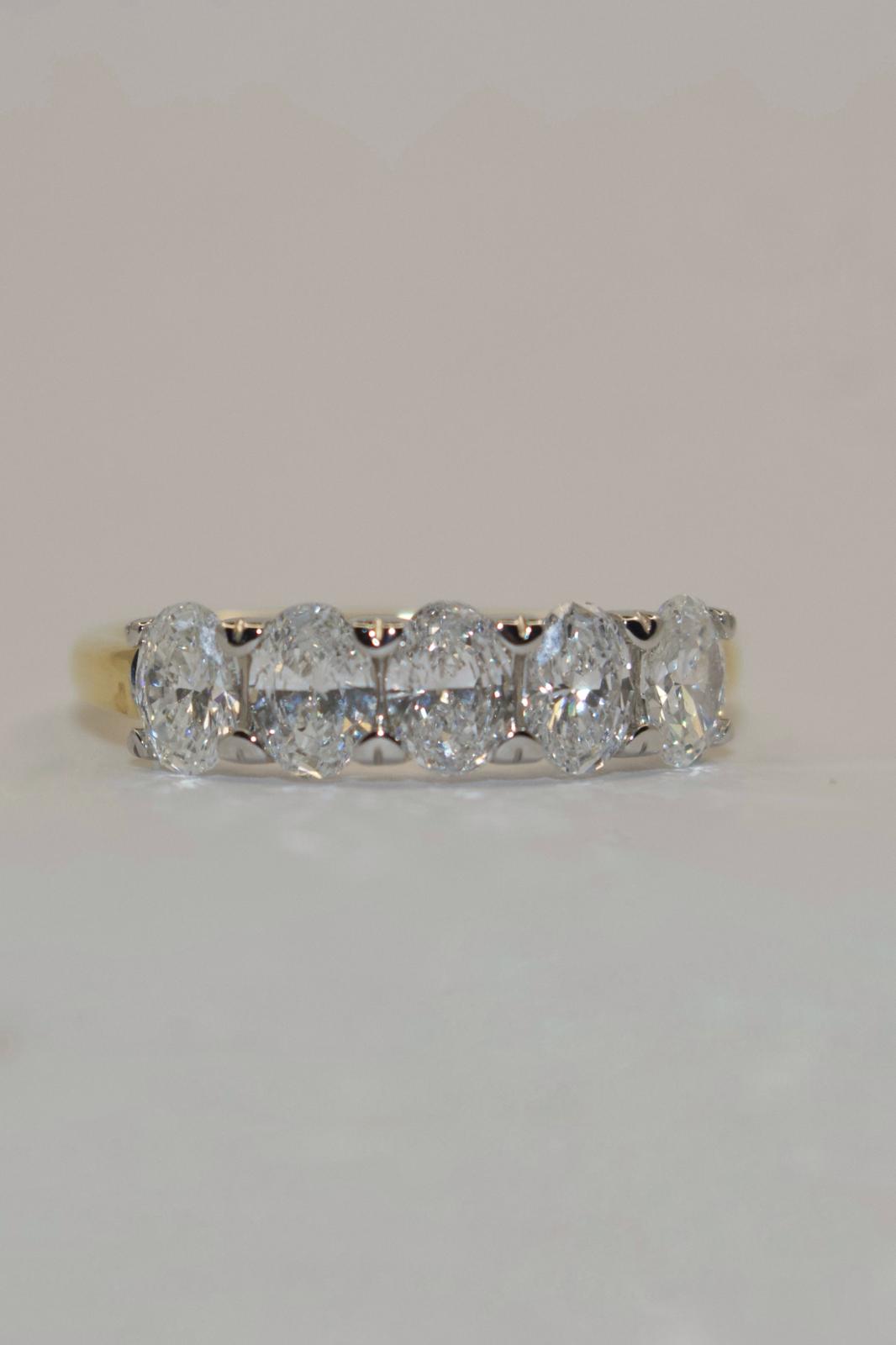 18K Yellow Gold 1.25ct Oval Five Stone Laboratory Grown Diamond Ring