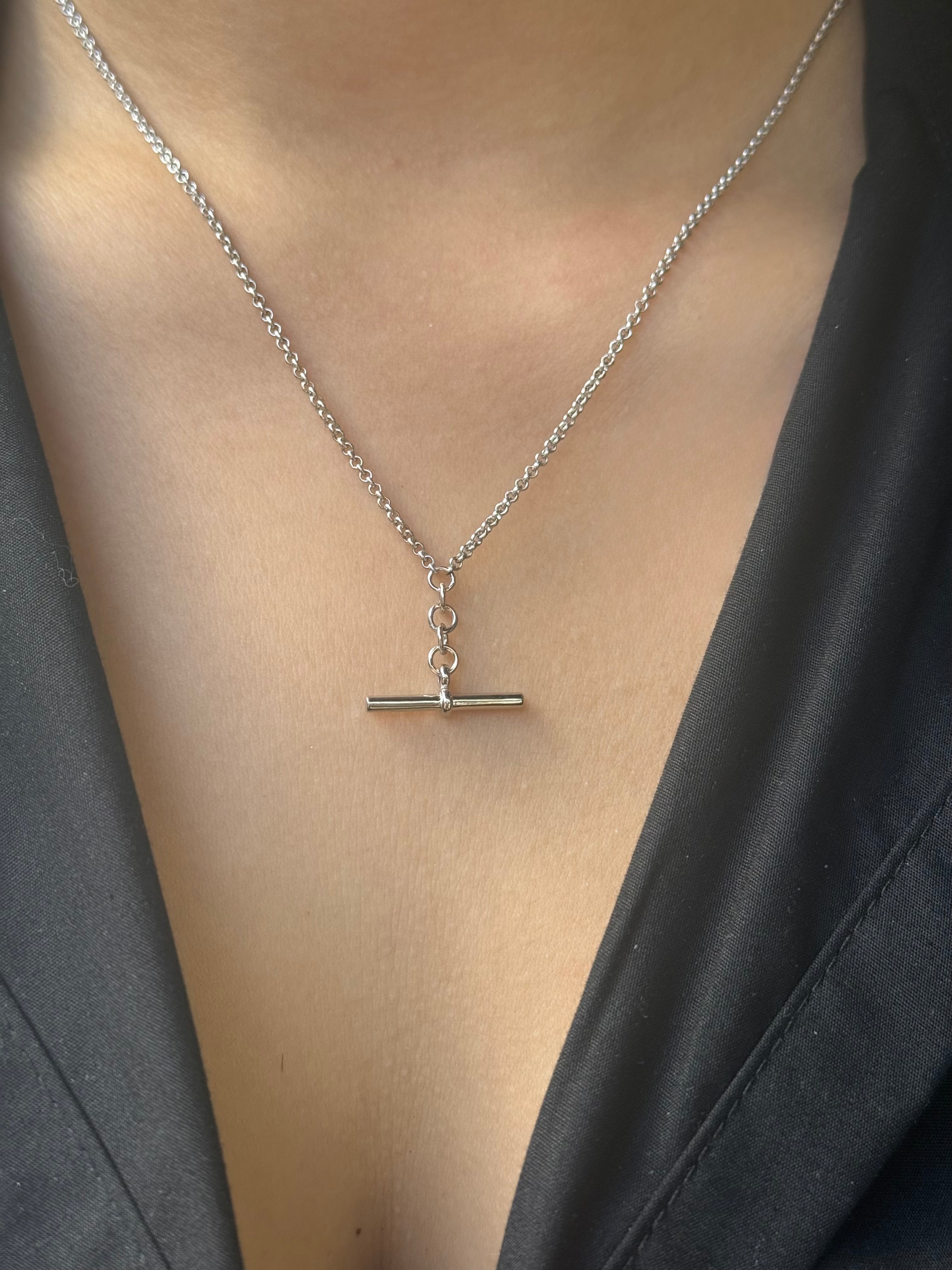 Sterling Silver Tbar Necklace