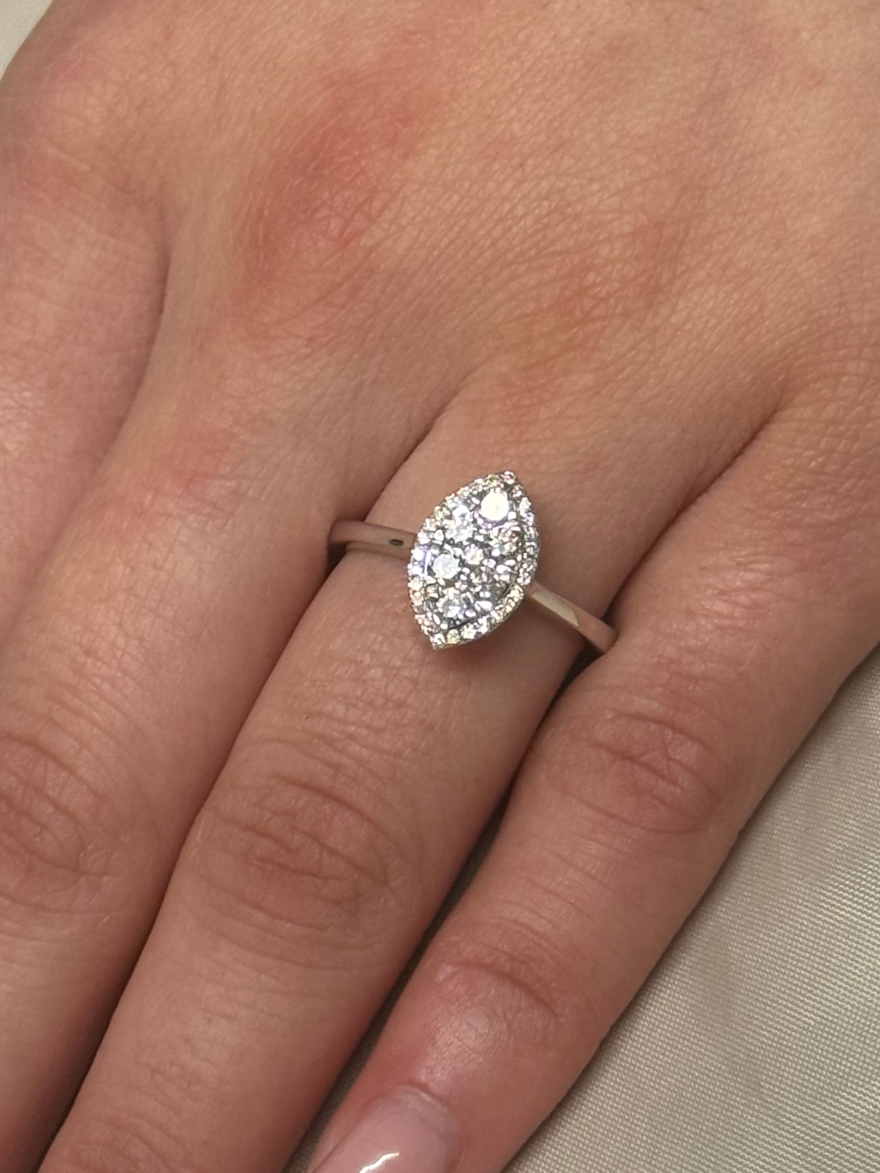9K White Gold 50pt Illusion Marquise Diamond Ring