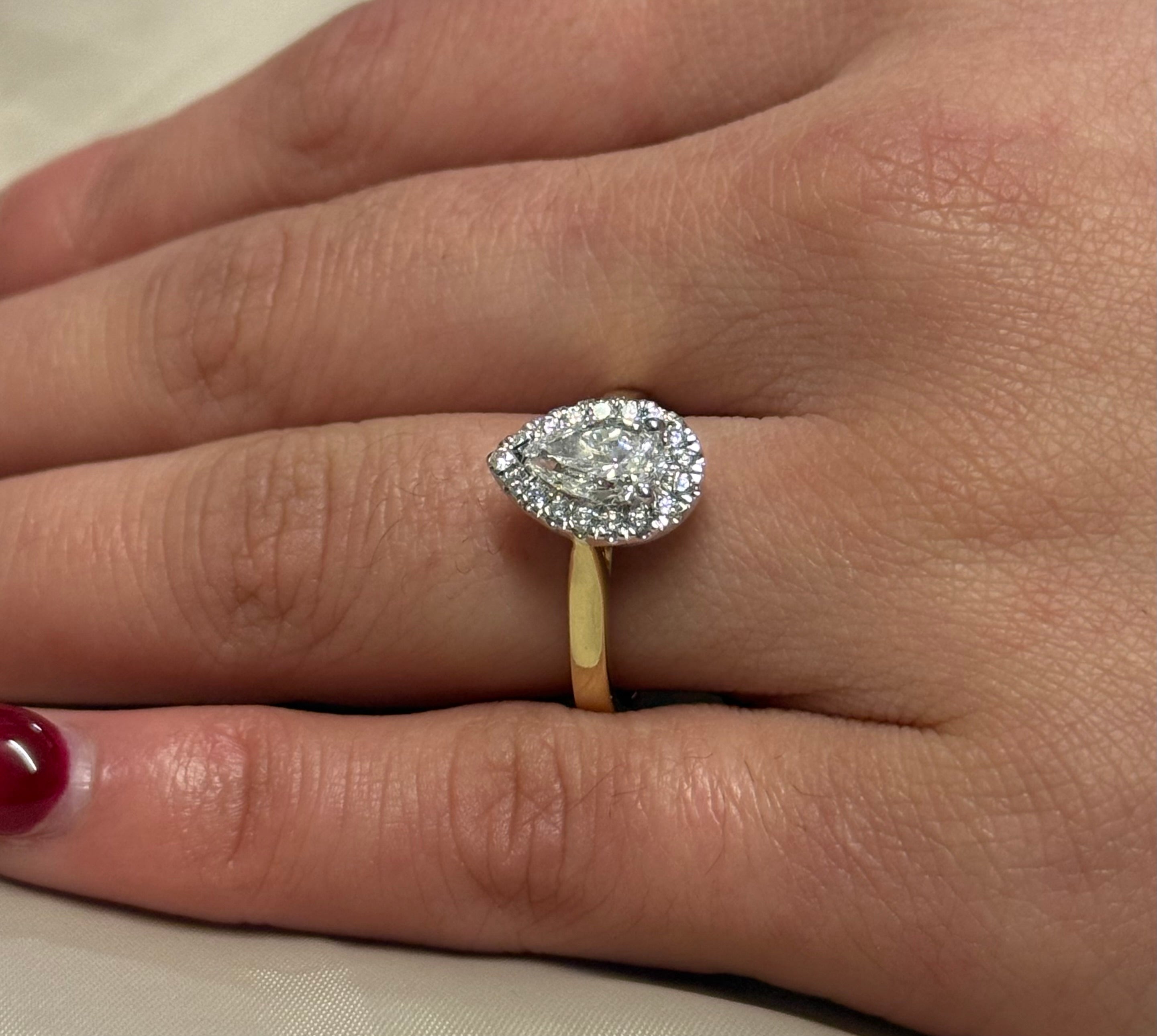 9K Yellow Gold Laboratory Grown Diamond Pear with Halo