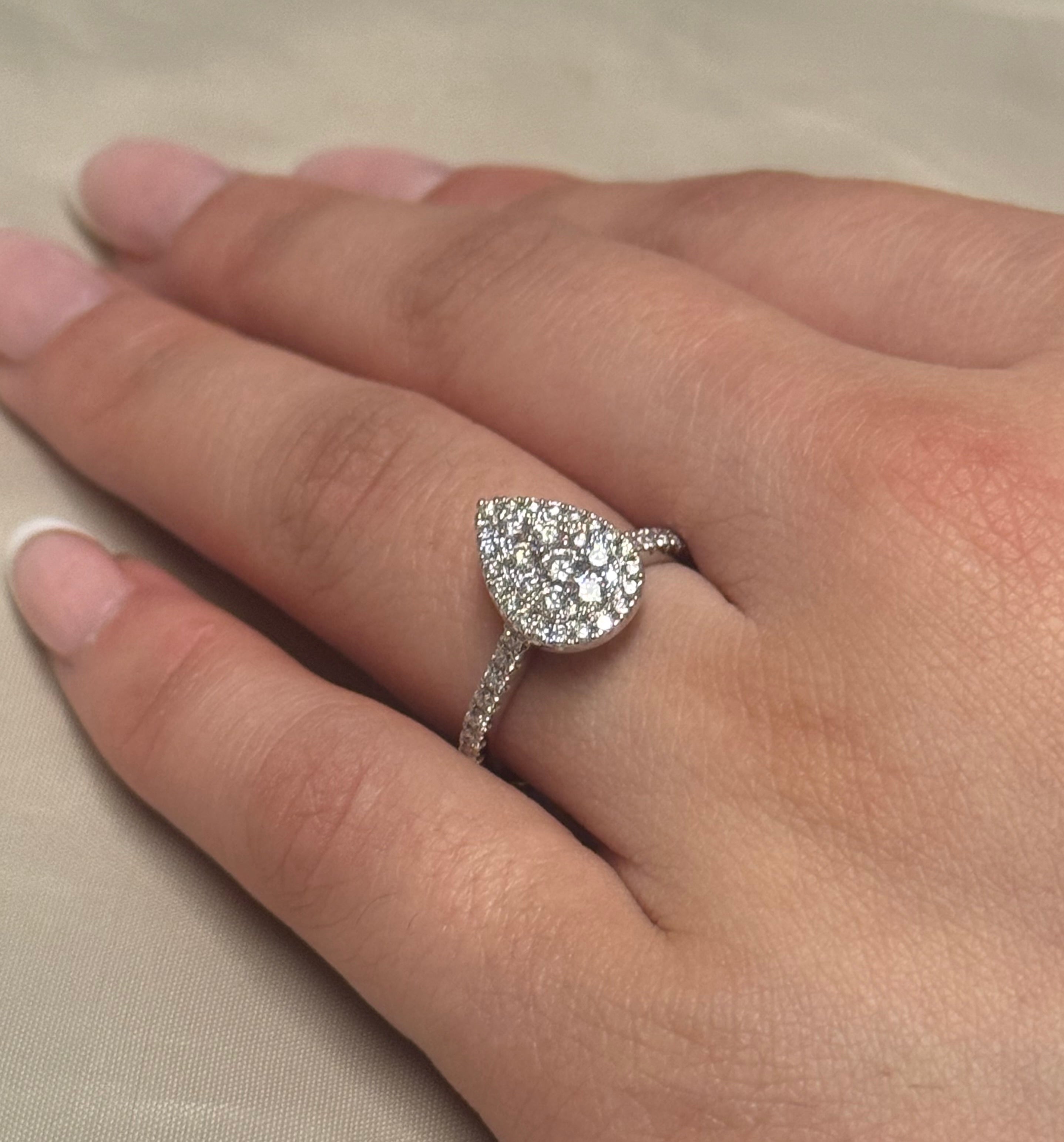 9K White Gold 70pt Pear Cluster with Diamond Band