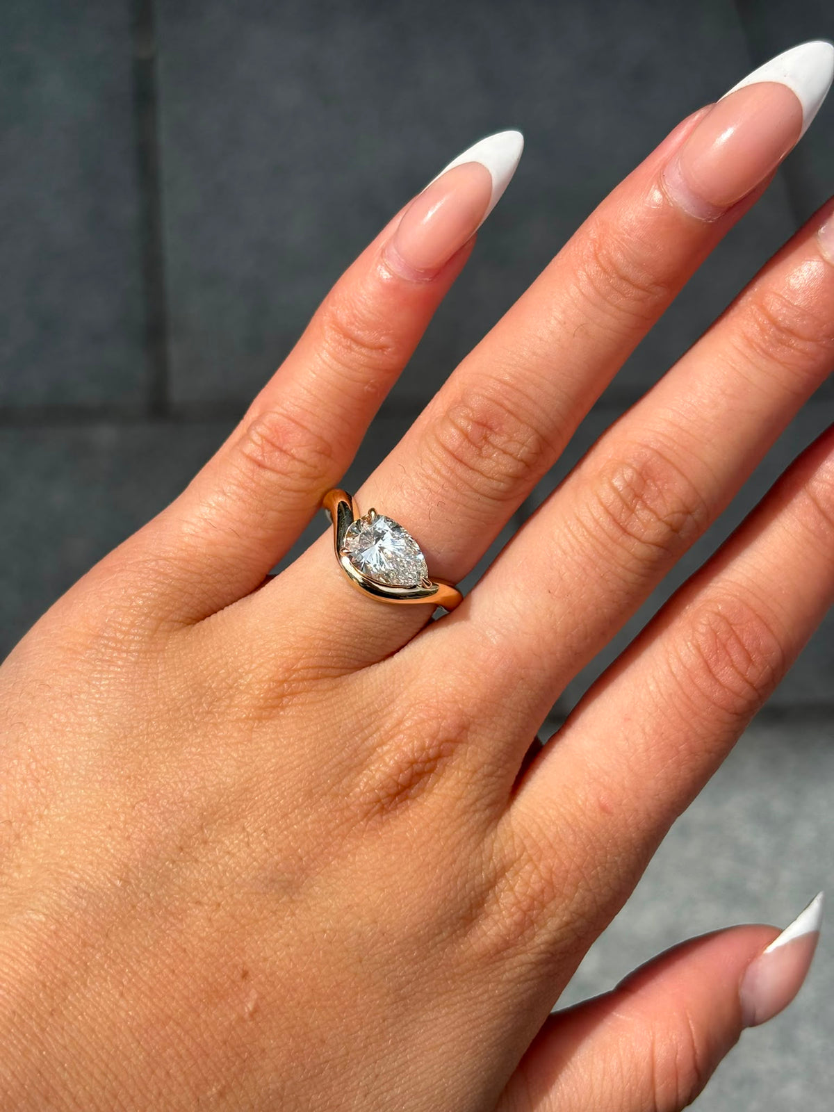 9K Yellow Gold 2.07ct Laboratory Grown East West Pear Ring