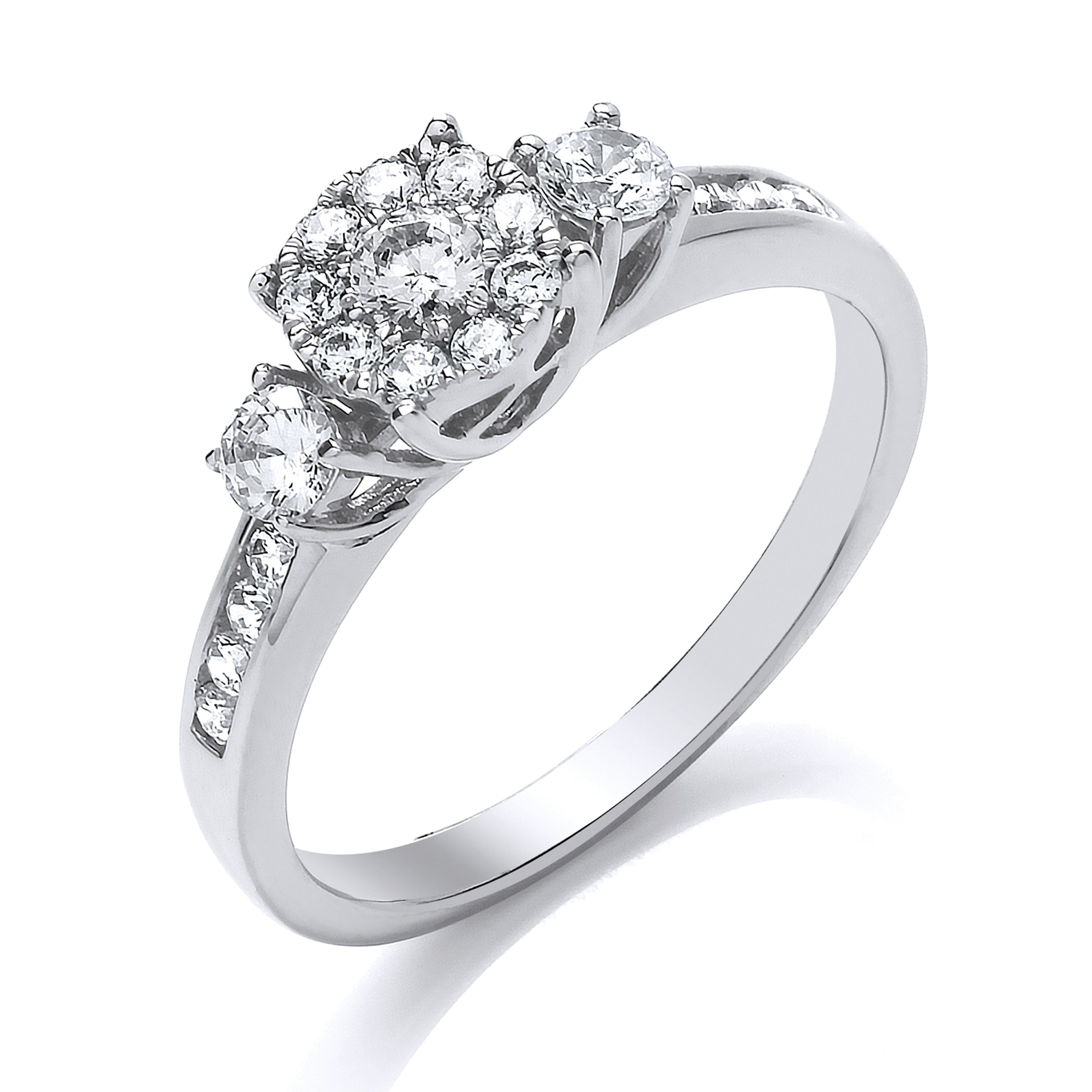 9K White Gold 50pt Illusion Three Stone Diamond Ring