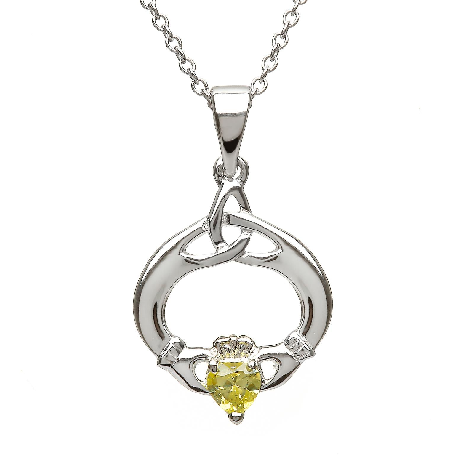Sterling Silver August Birthstone Claddagh Pendant