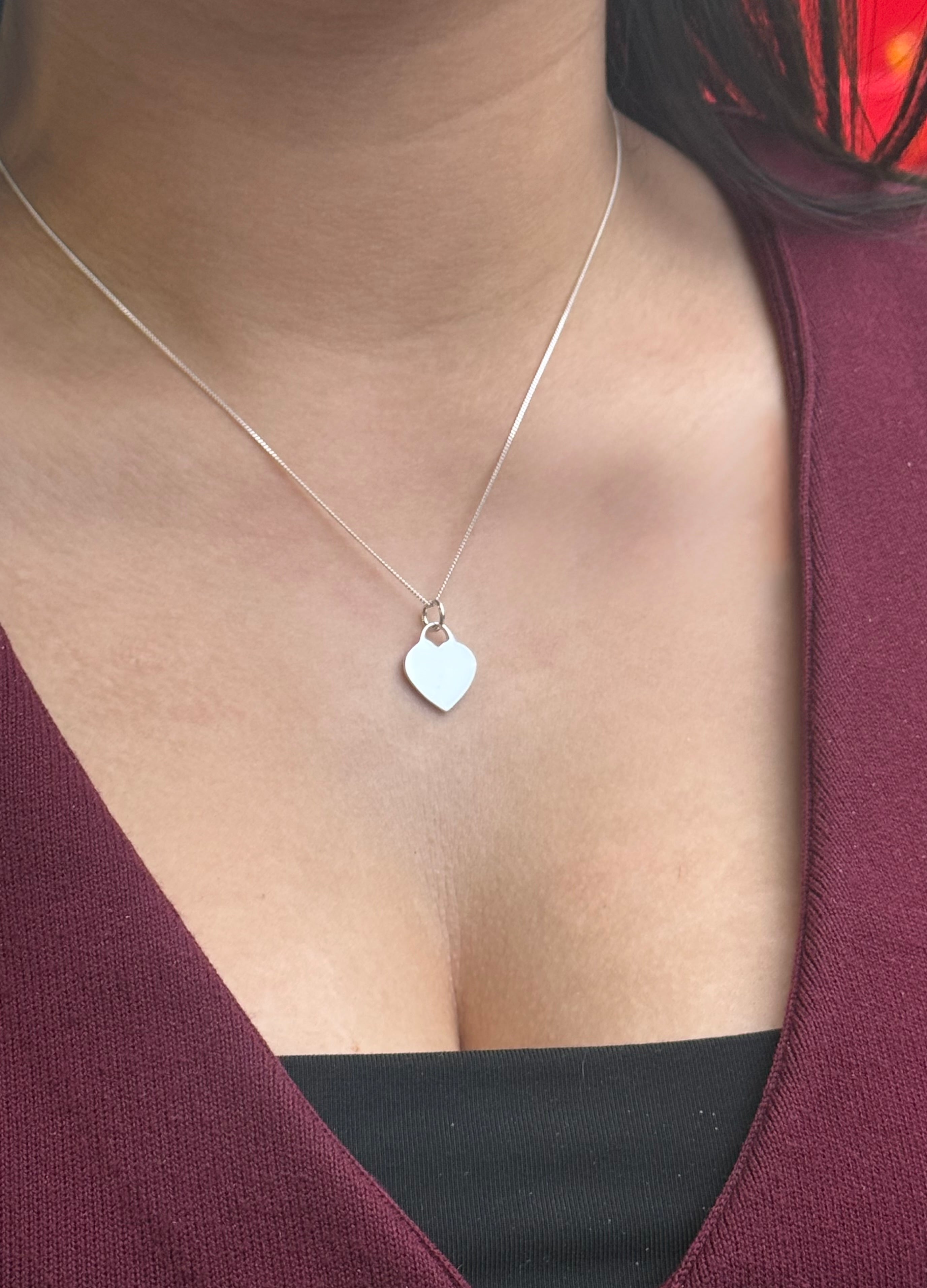 Sterling Silver Engravable Heart Necklace