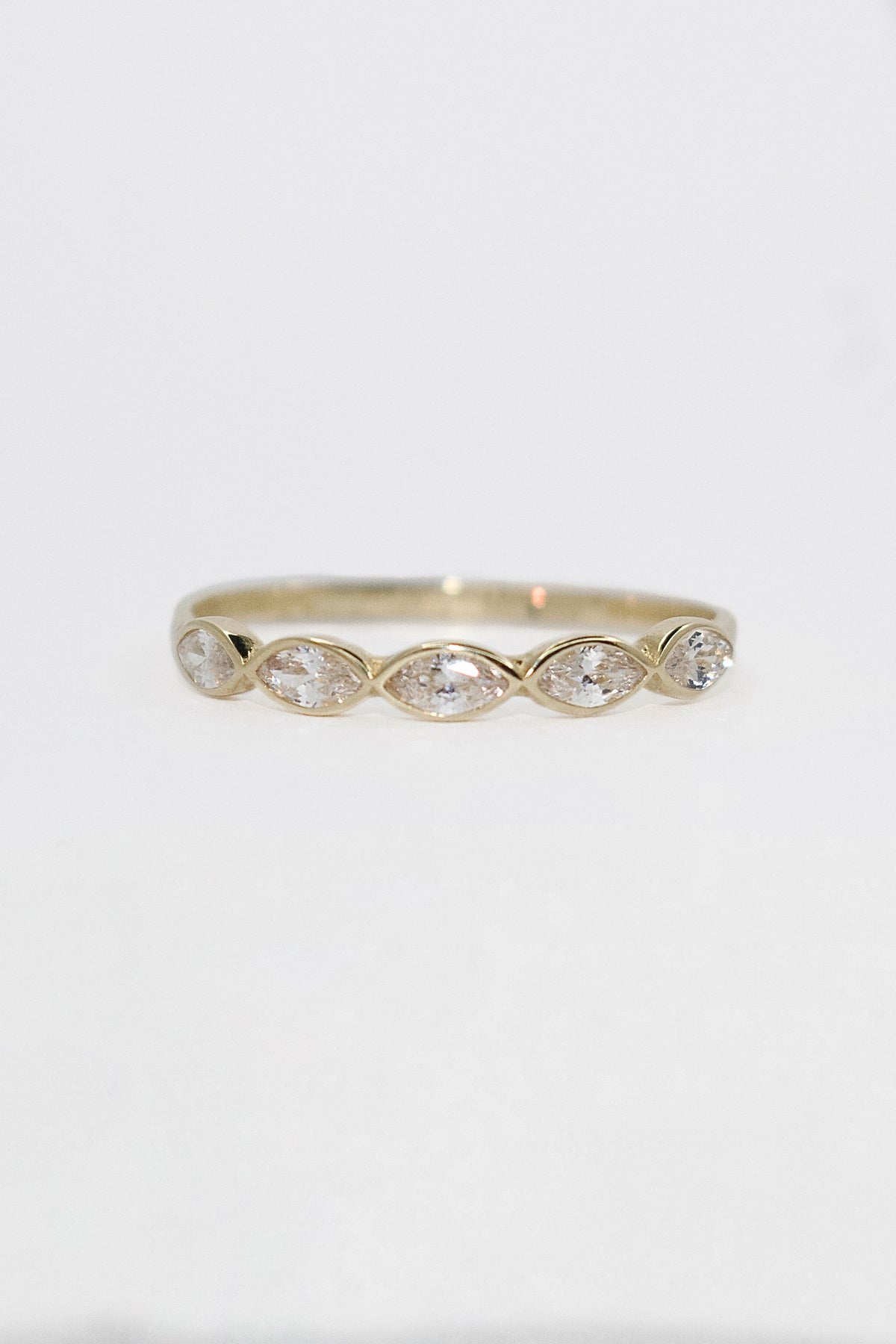 9K Yellow Gold Bezel Set CZ Marquise Band