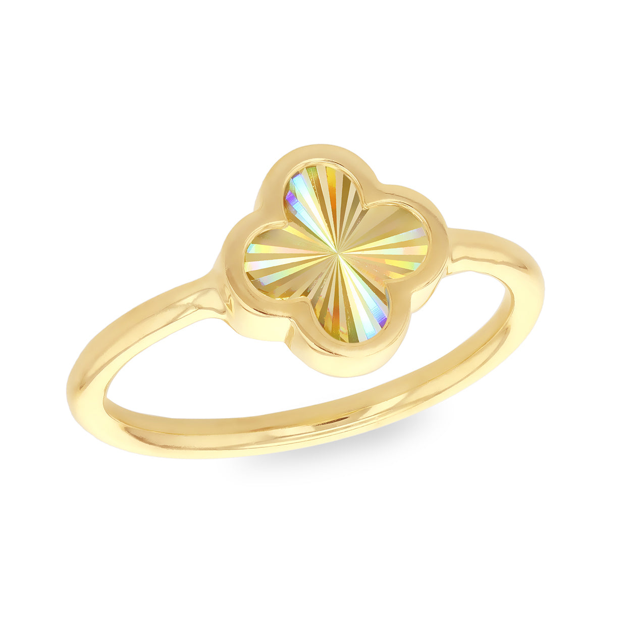 9K Yellow Gold Rainbow Clover Ring