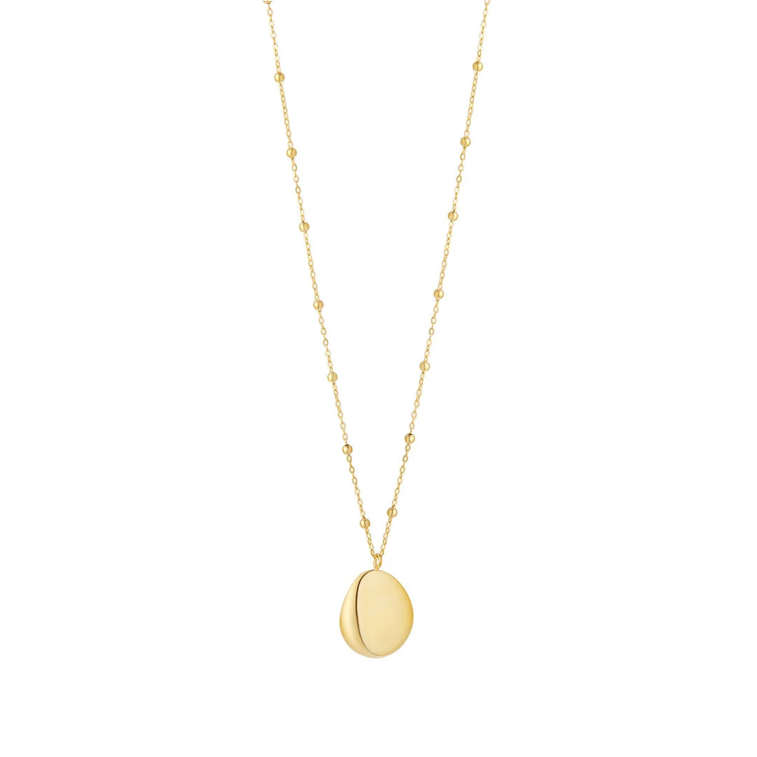 9ct Yellow Gold Bulbous Pendant on Beaded Chain