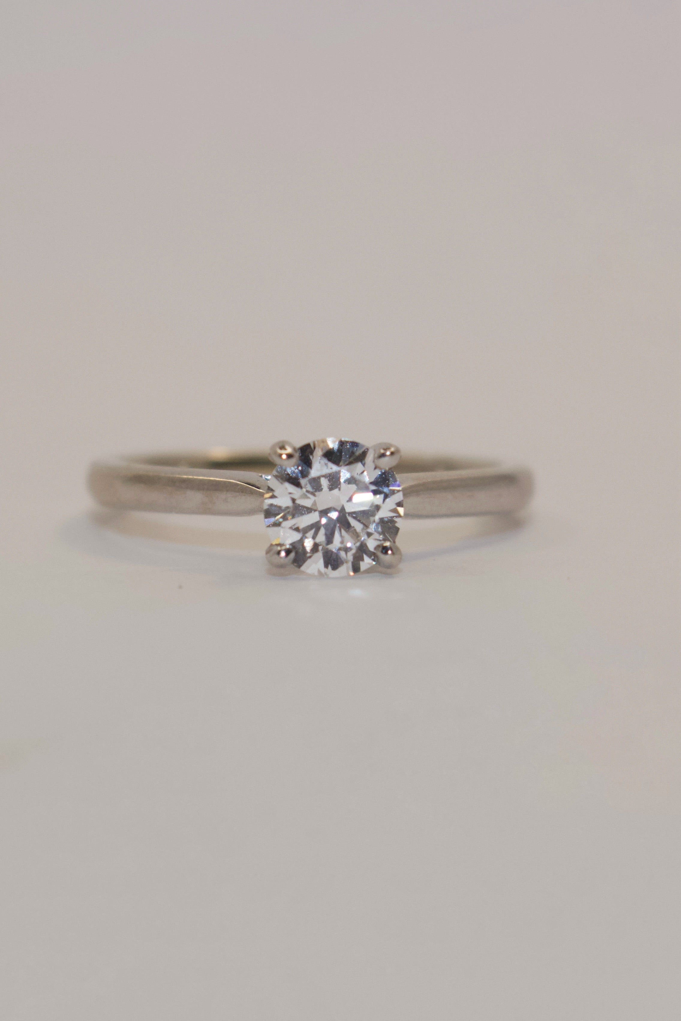 18K White Gold .72ct Natural Brilliant Cut Diamond Solitaire Ring
