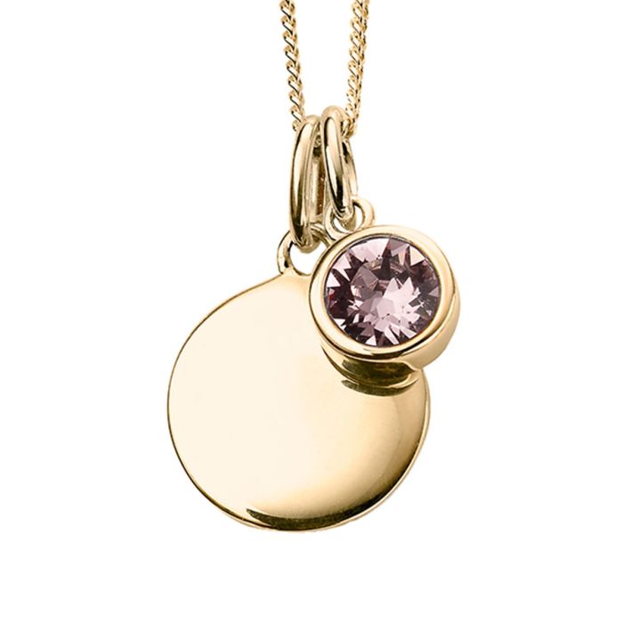 Yellow Gold Plated Sterling Silver June Birthstone Disc Pendant
