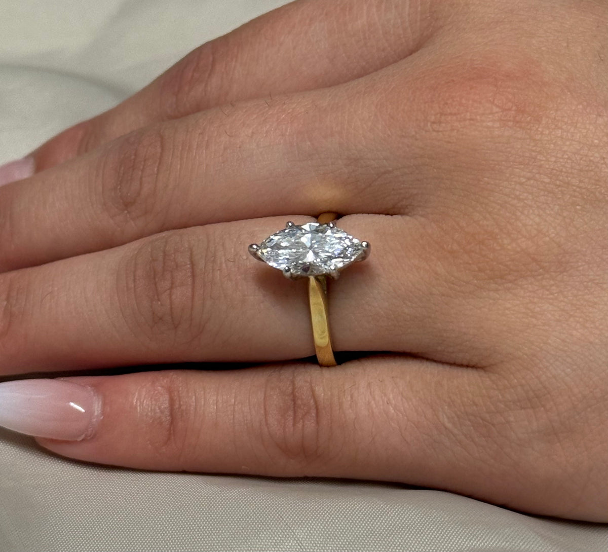 18K Yellow Gold 2.03ct Laboratory Grown Marquise Solitaire Ring