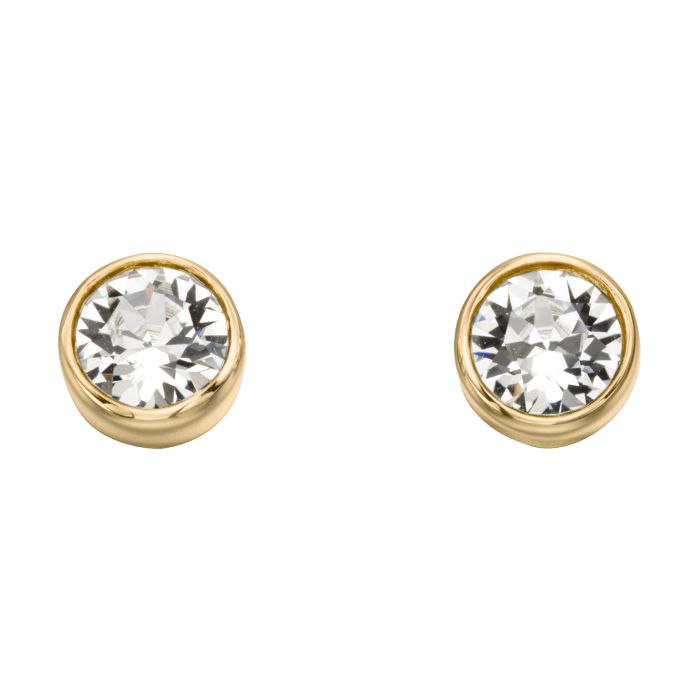 Yellow Gold Plated Sterling Silver April Birthstone Earrings