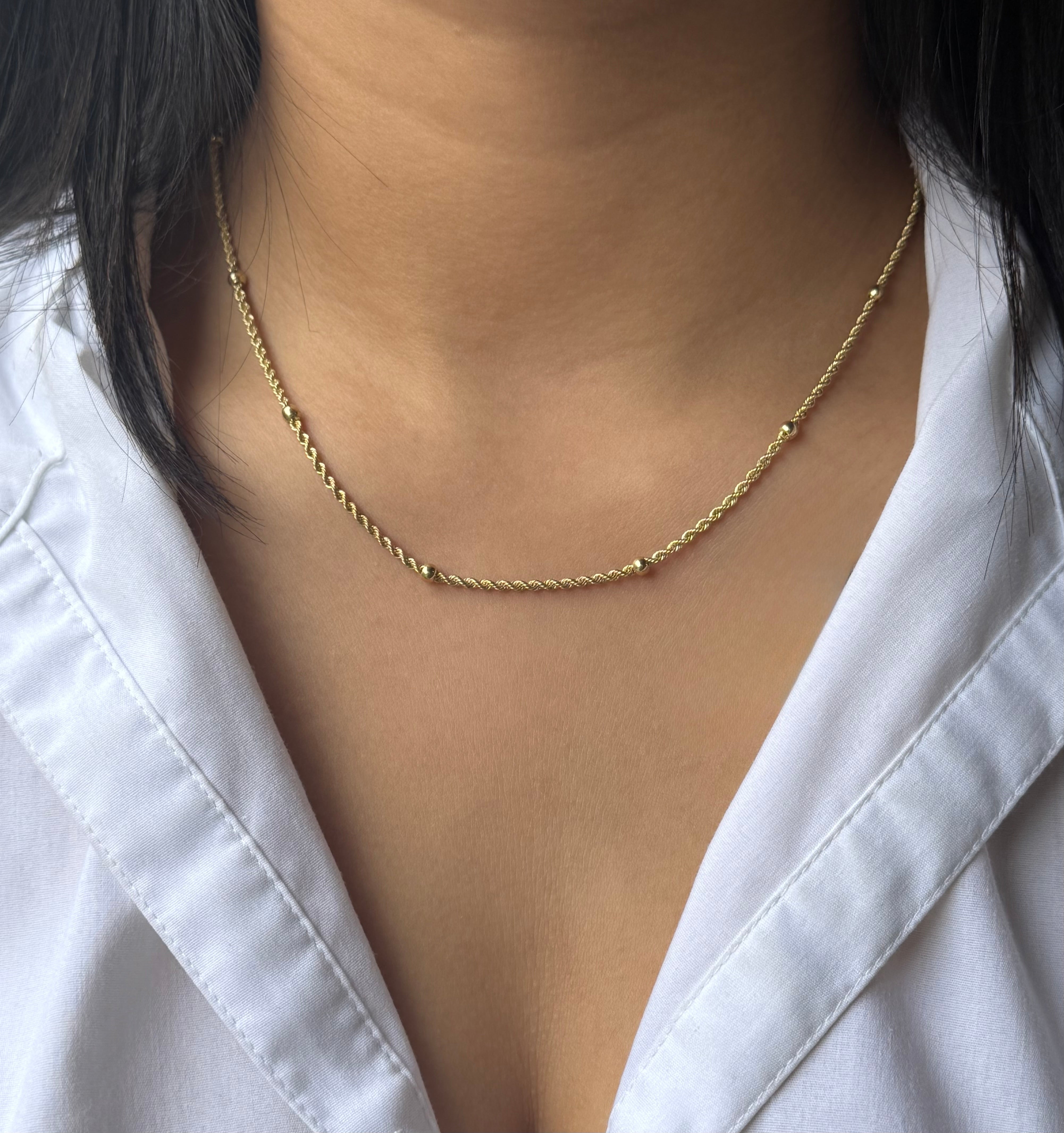 9ct Yellow Gold Rope Ball Necklace