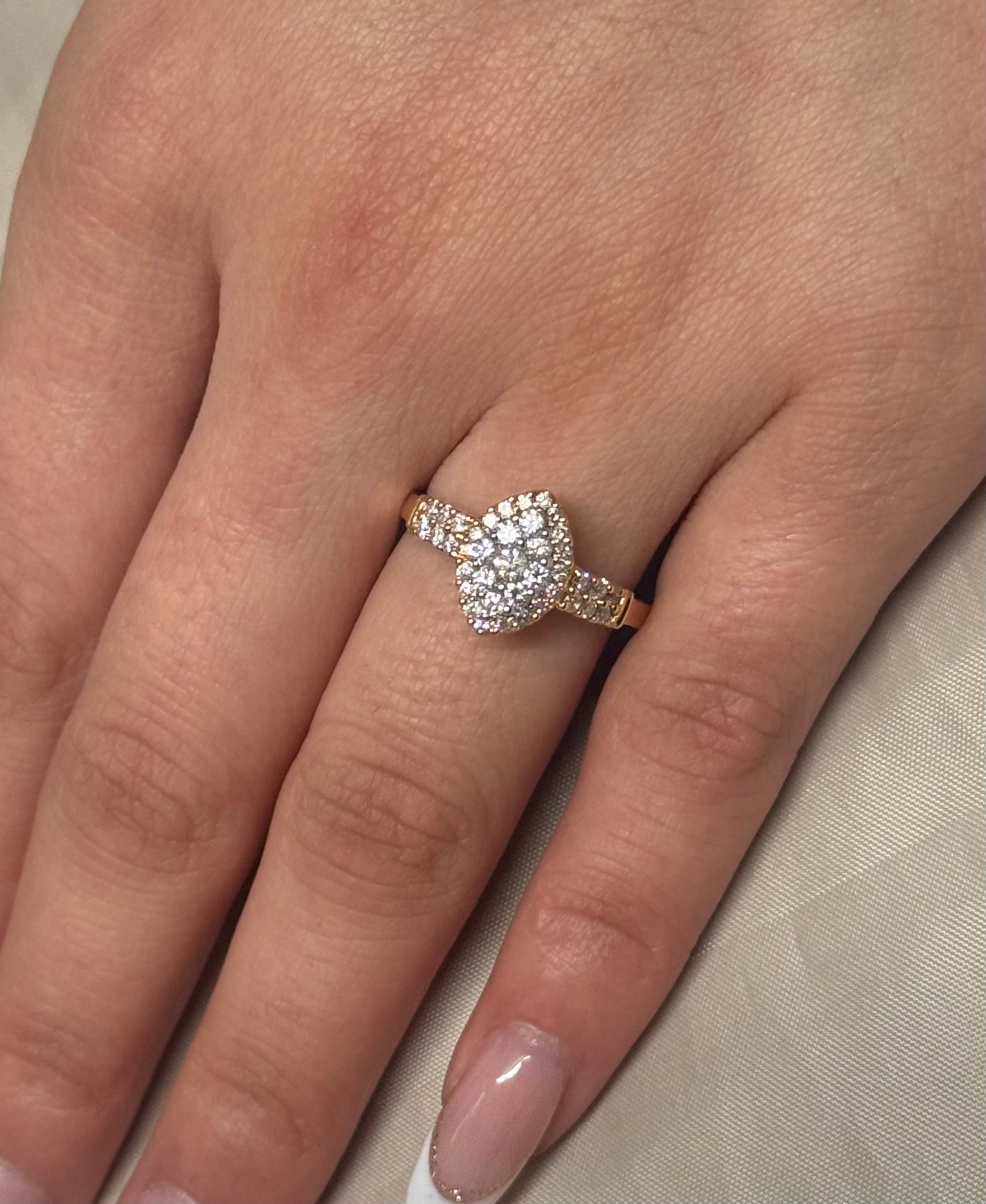 18K Rose Gold Marquise Shaped Cluster with Double Diamond Band
