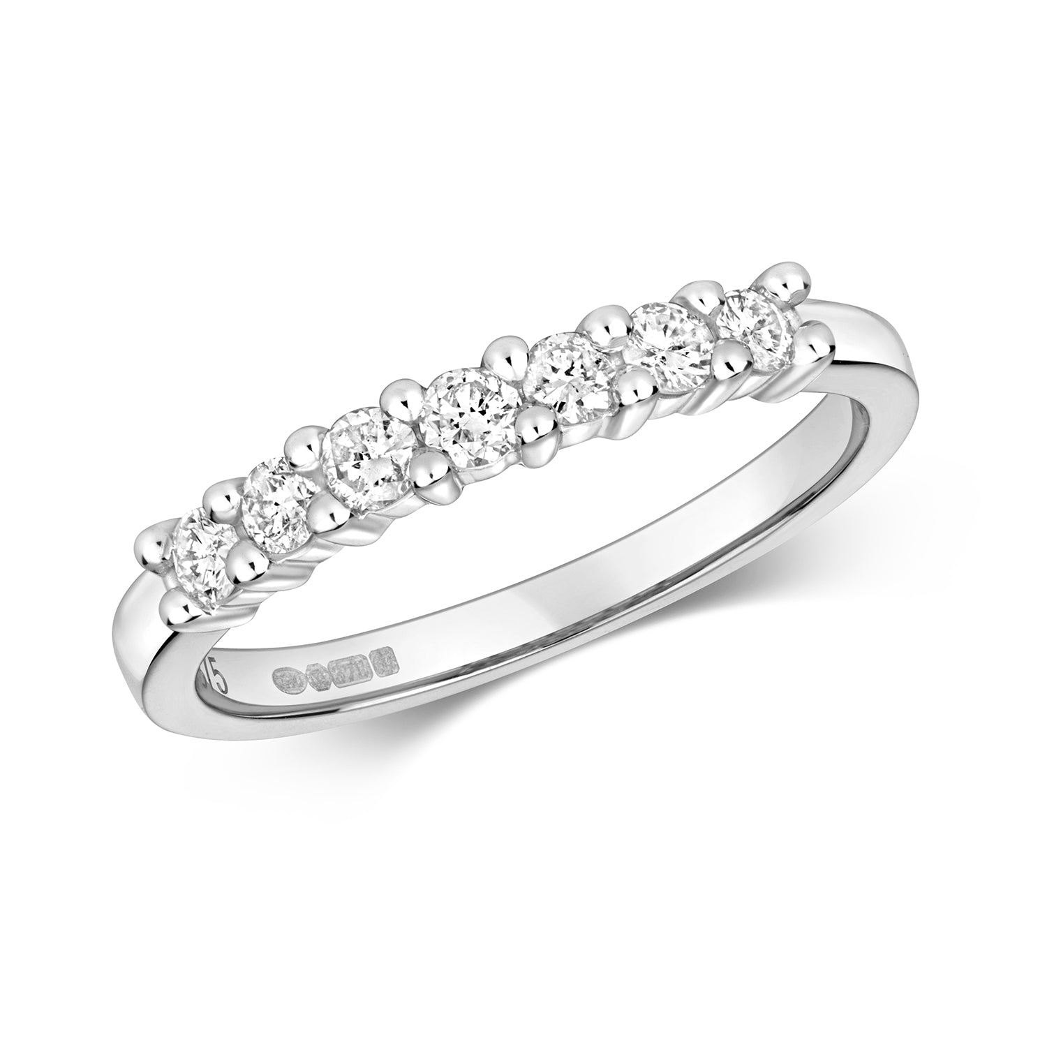 9K White Gold Seven Stone Diamond Ring