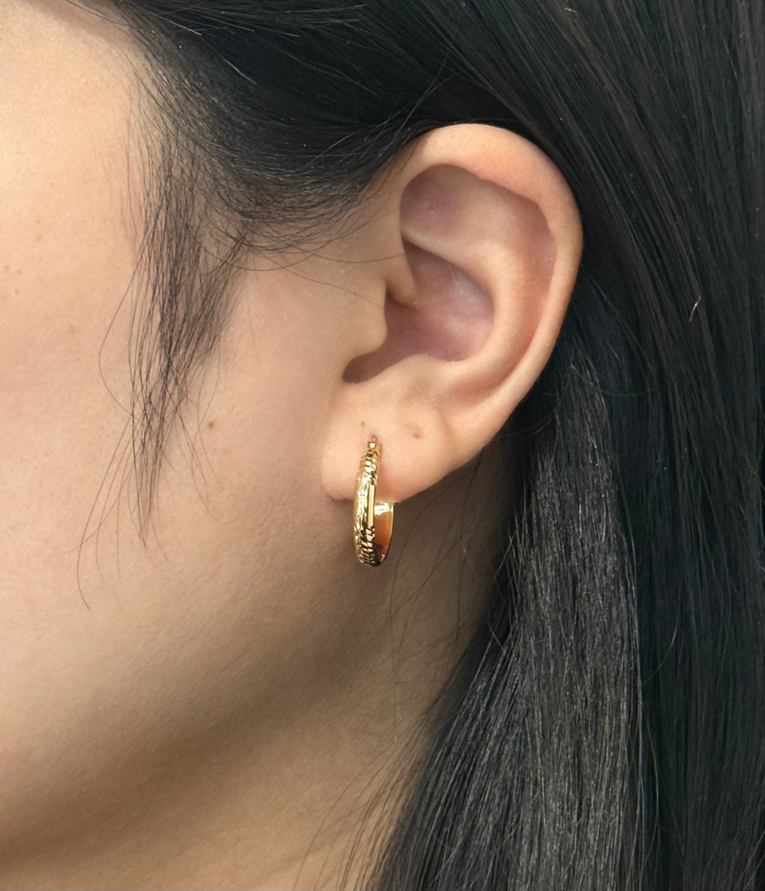 9ct Yellow Gold Diamond Cut Hoops