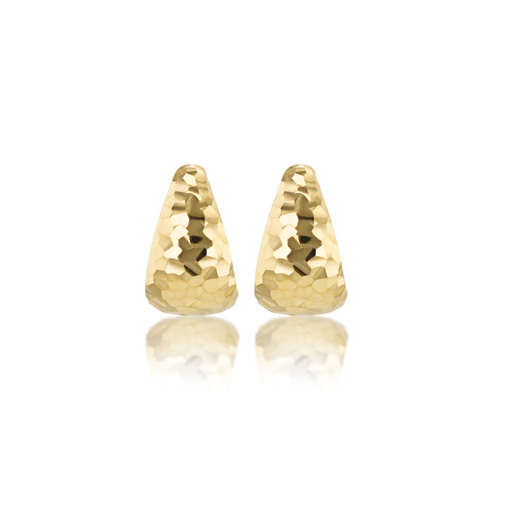 9ct Yellow Gold Diamond Cut Bulbous Stud Earrings
