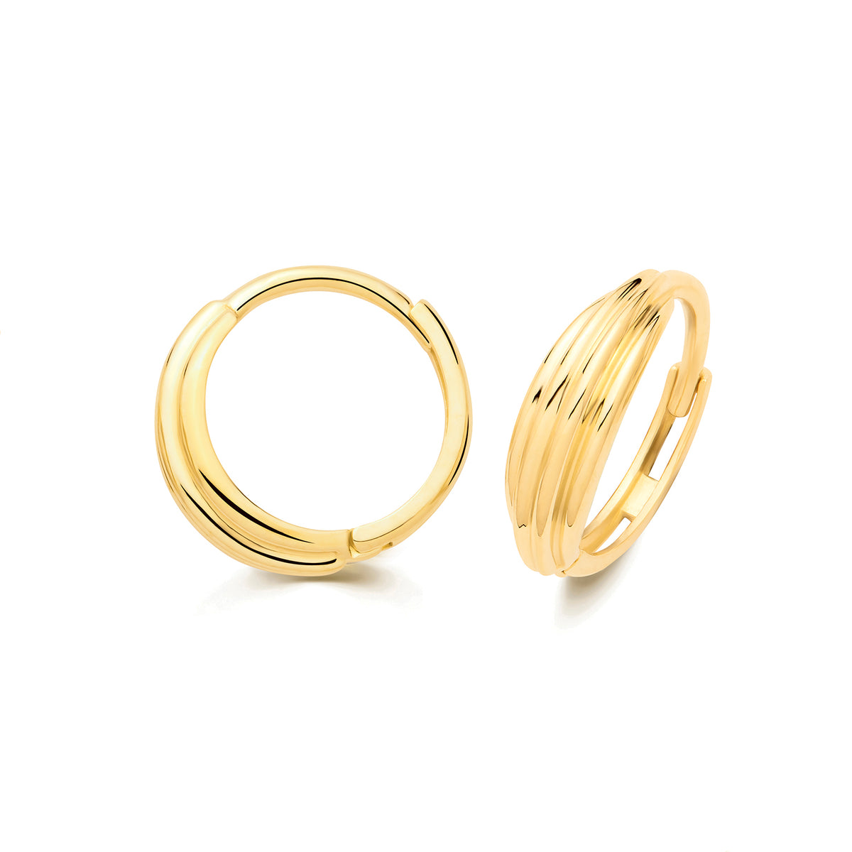 9K Yellow Gold Triple Style Hoop