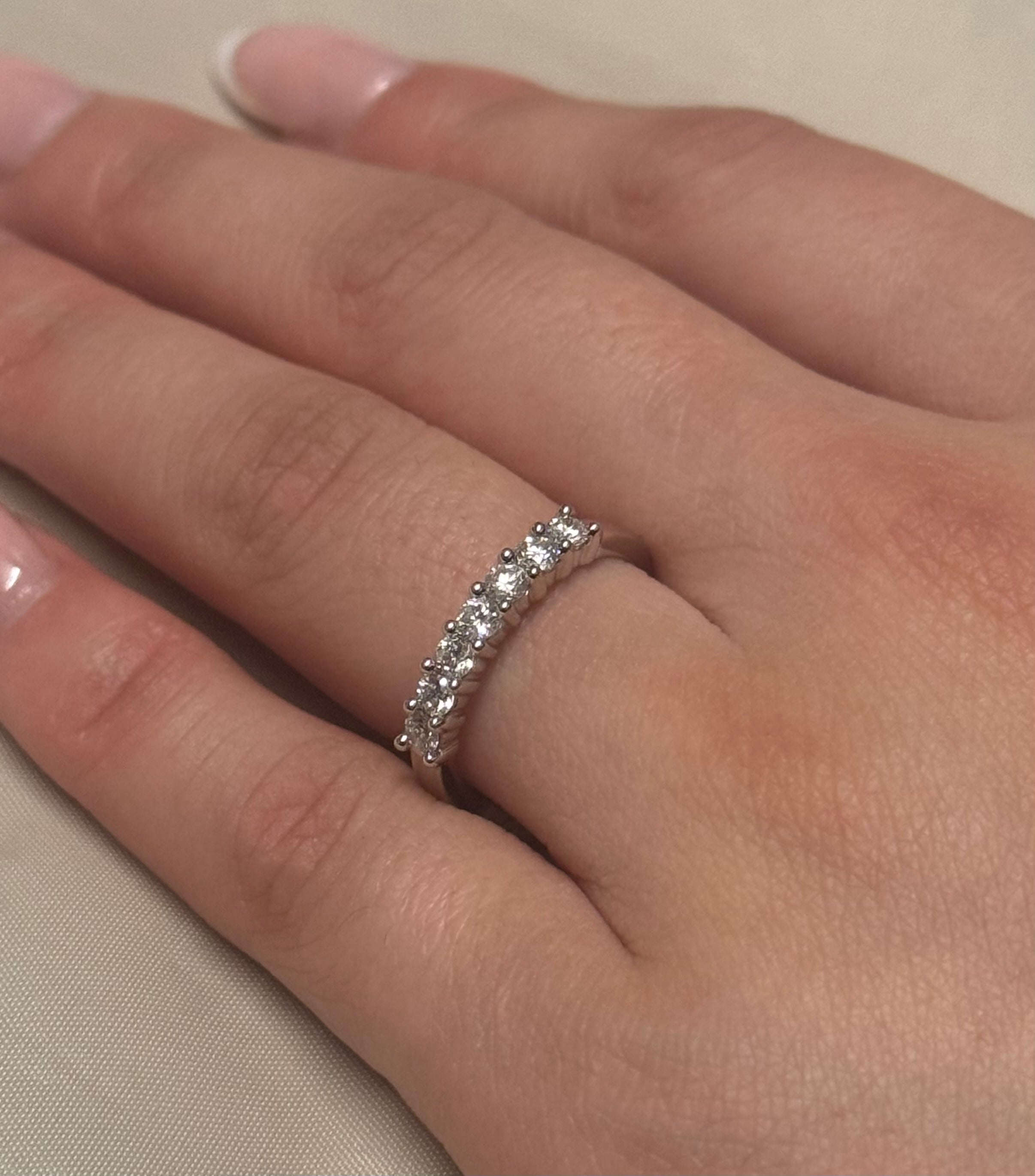 9K White Gold Seven Stone Diamond Ring