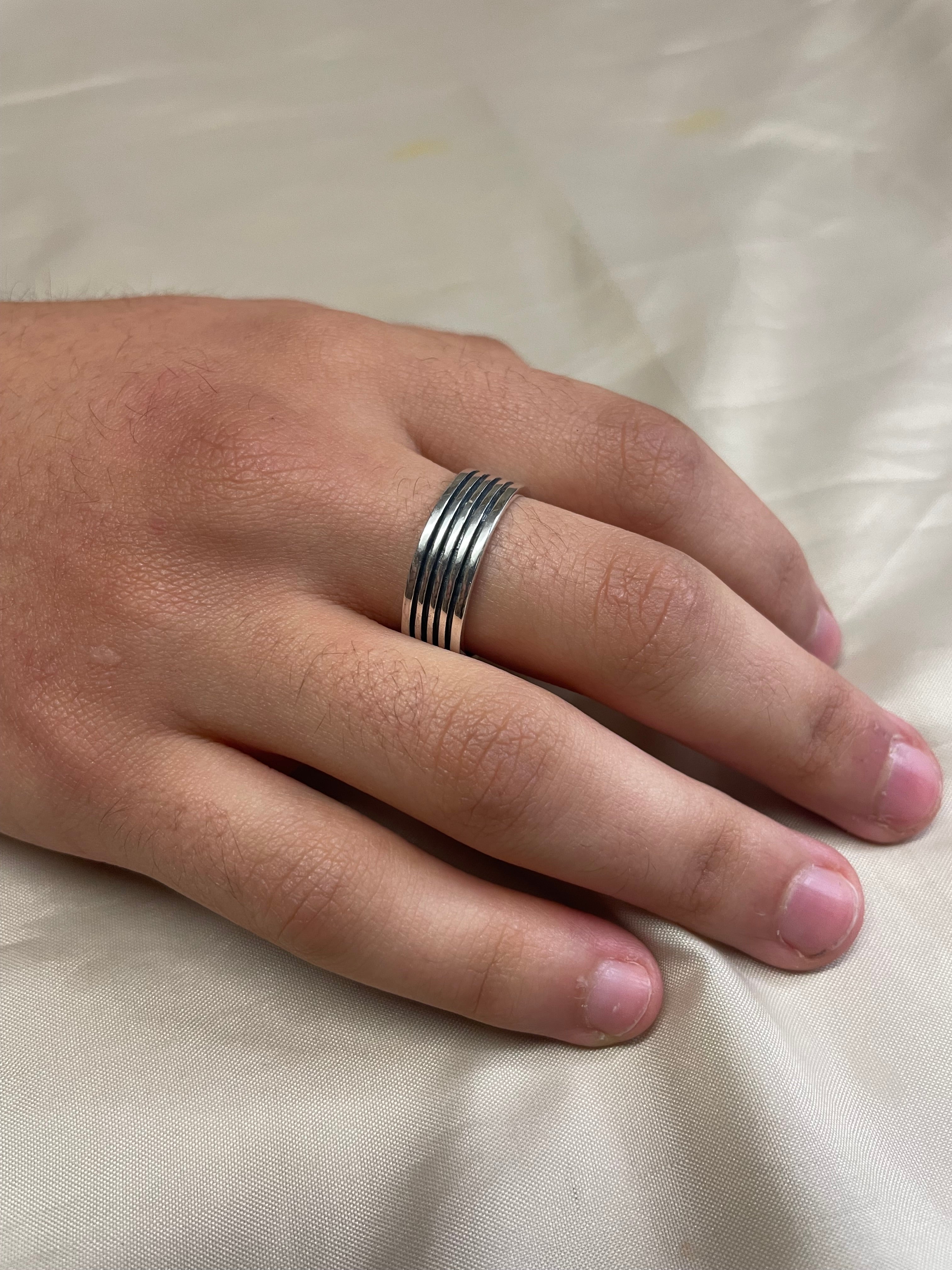 Sterling Silver Mens Triple Band Ring