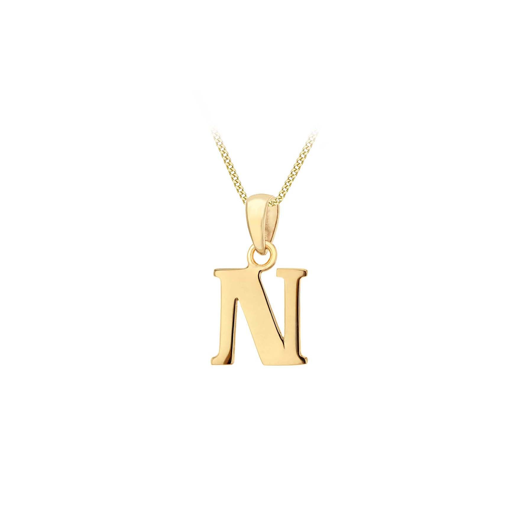 9ct Yellow Gold N Initial Pendant