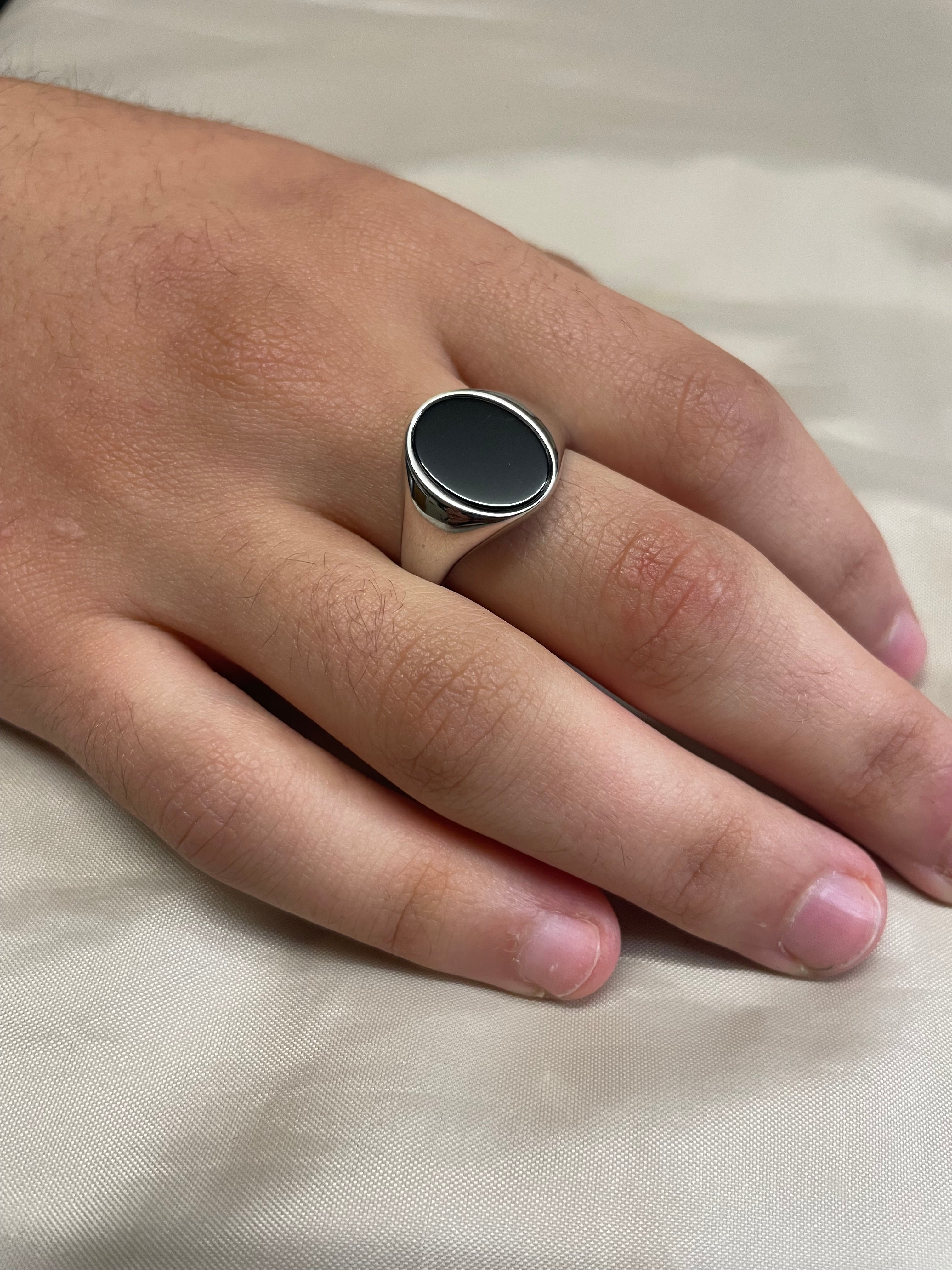 Sterling Silver Mens Onyx Signet