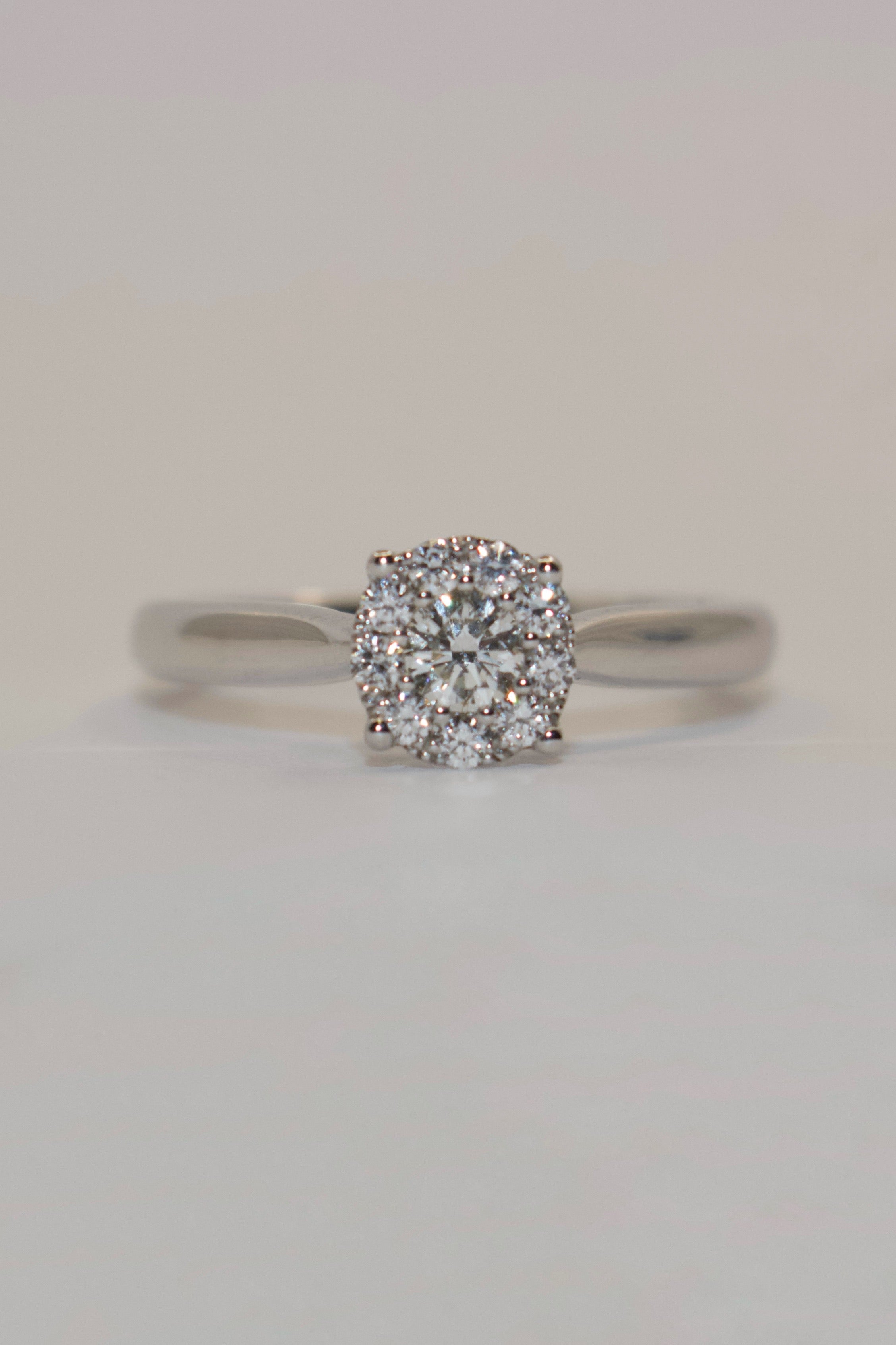 9K White Gold 35pt Illusion Solitaire Diamond Ring