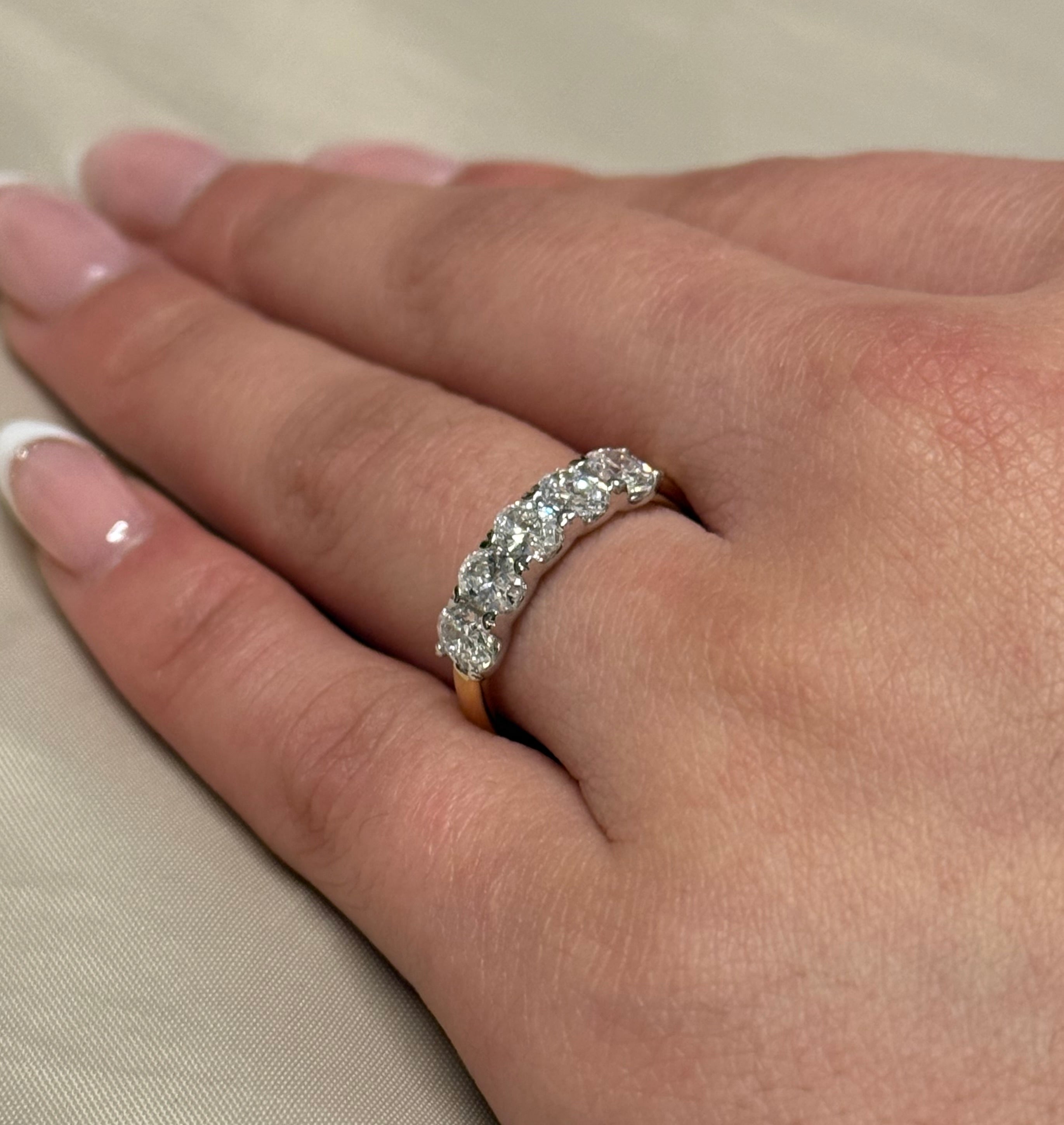 18K Yellow Gold 1.25ct Oval Five Stone Laboratory Grown Diamond Ring