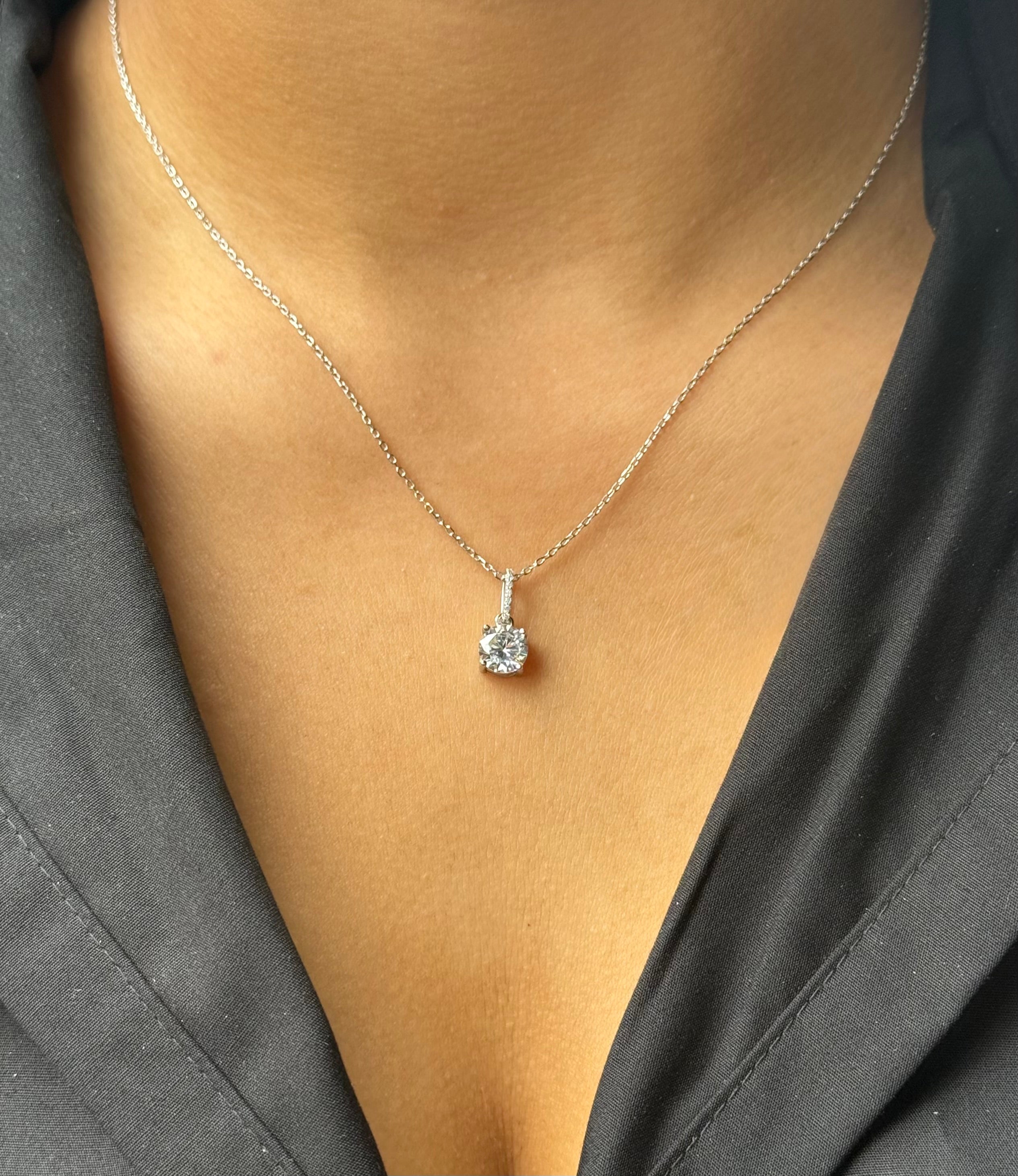 Sterling Silver Cz Drop Necklace