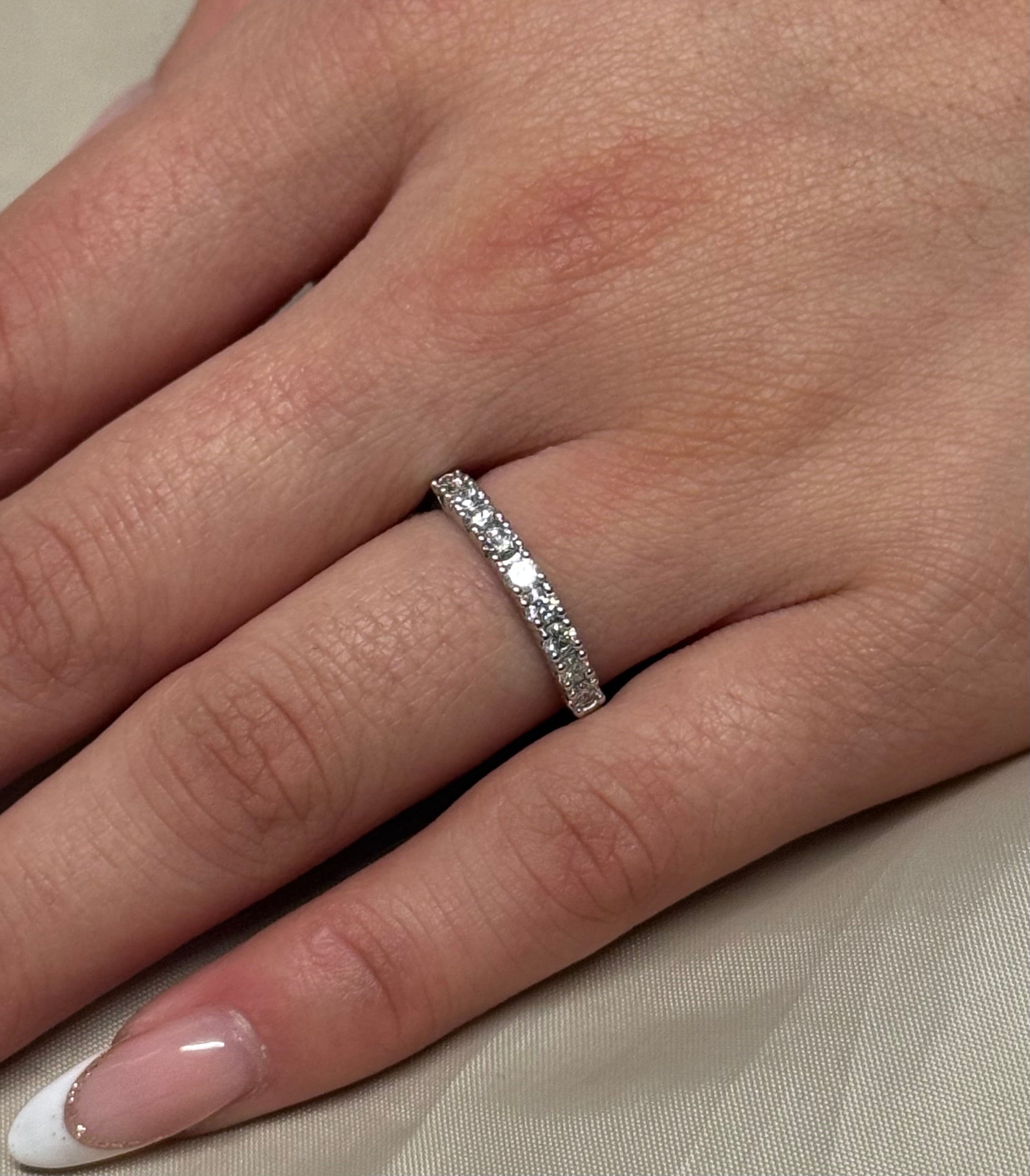 9K White Gold 9 Stone Diamond Band