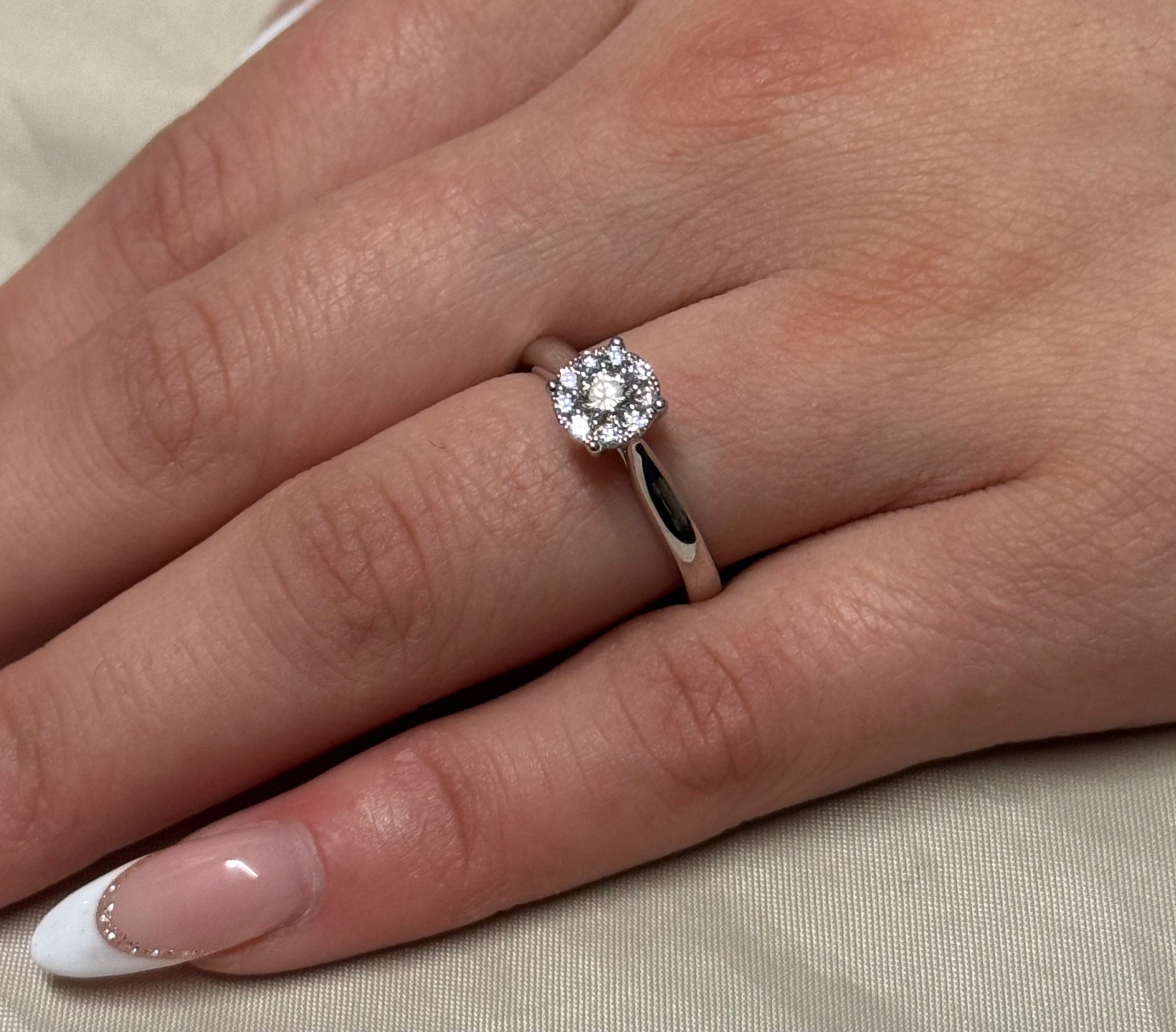 9K White Gold 35pt Illusion Solitaire Diamond Ring