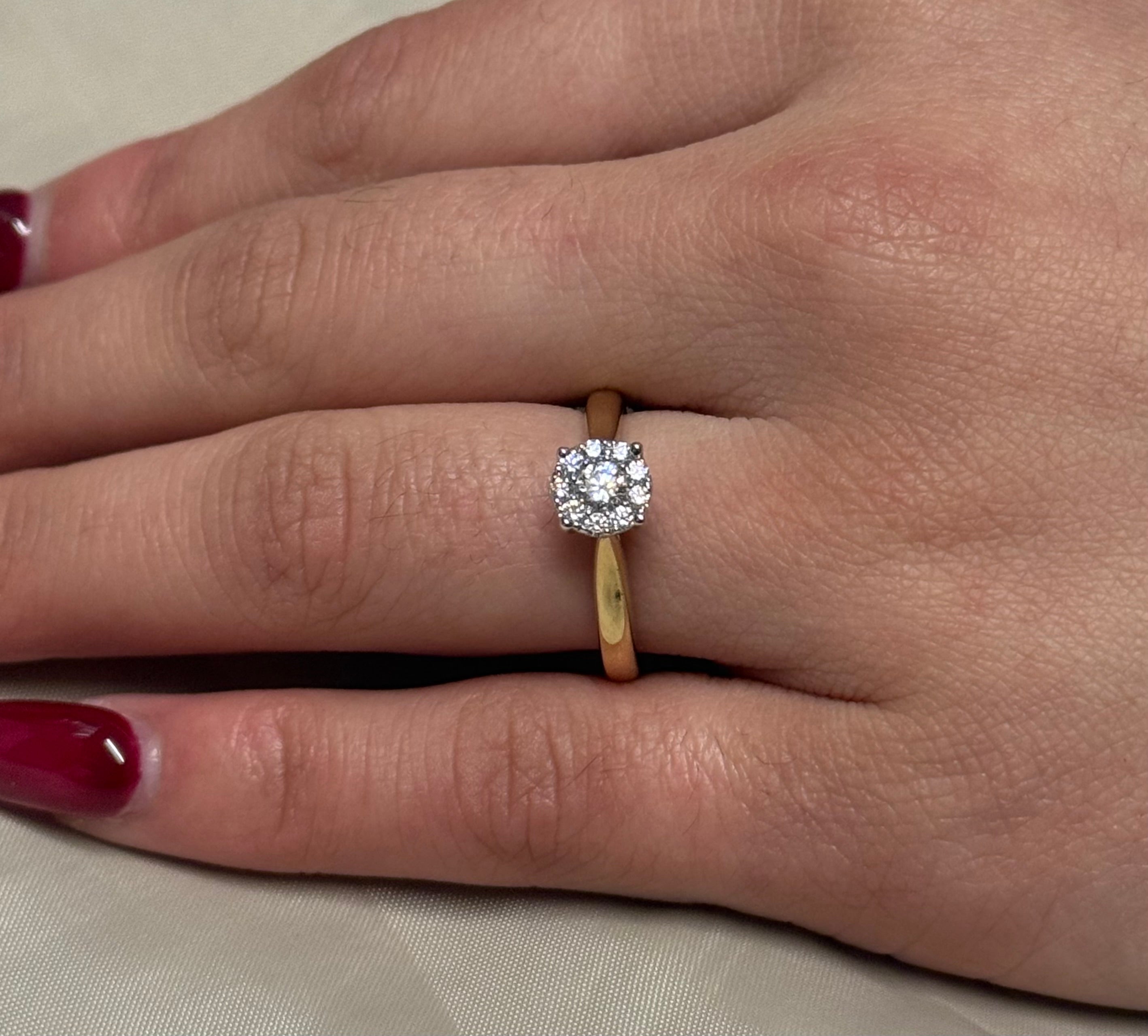 9K Yellow Gold 35pt Illusion Diamond Solitaire