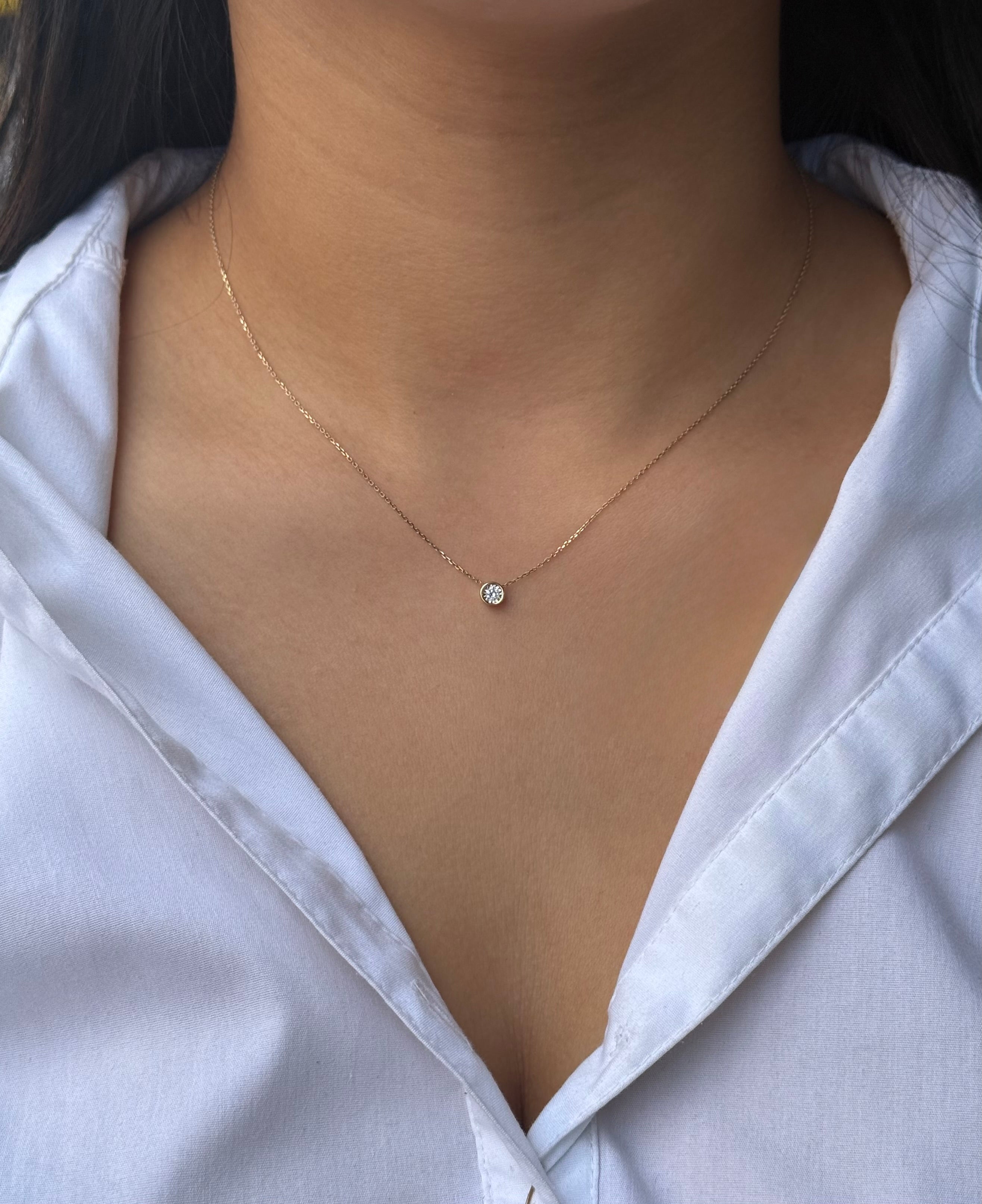 9ct Yellow Gold Illusion Diamond Necklace