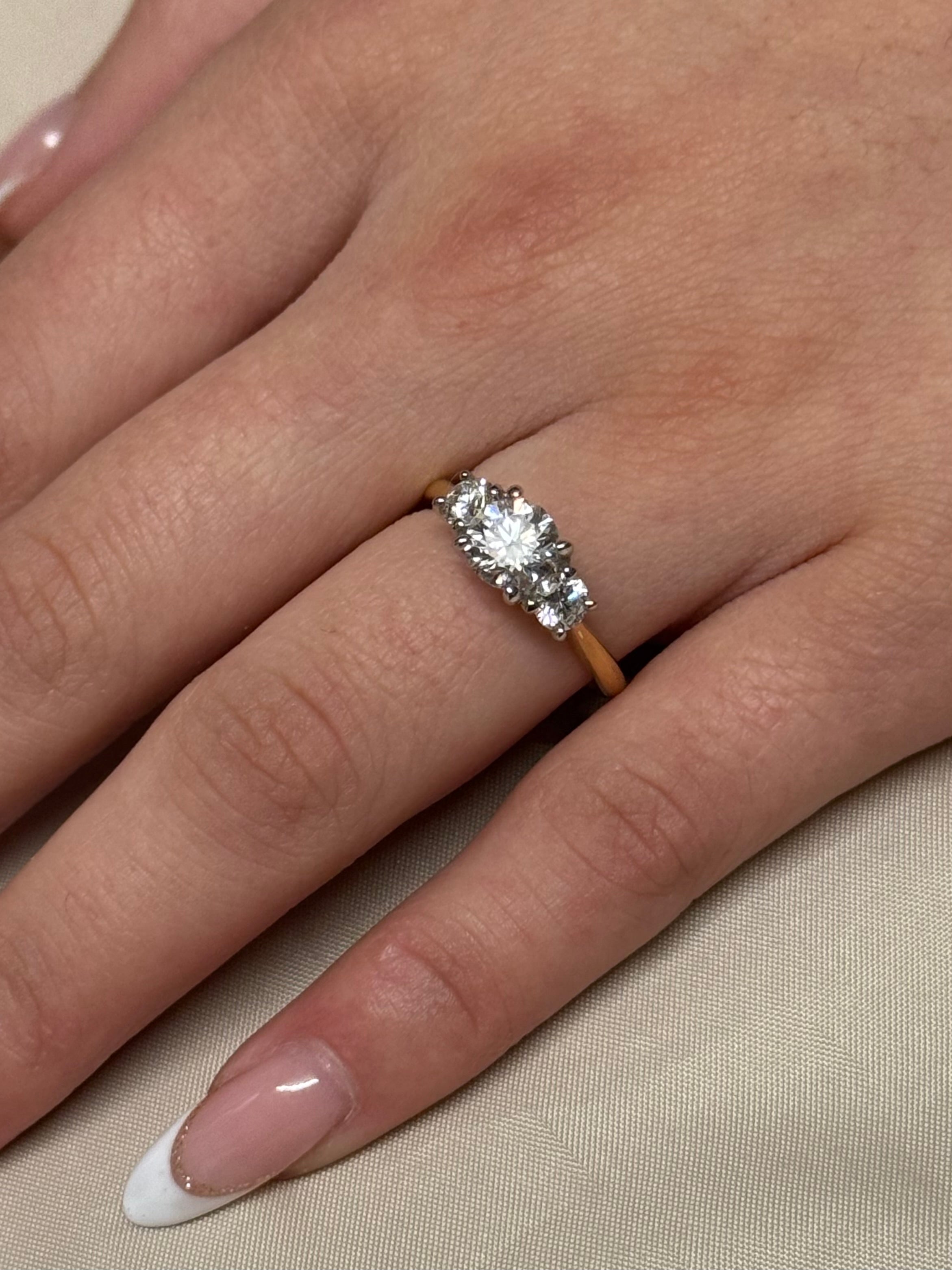 18k Yellow Gold 1.57ct Laboratory Grown Diamond Three Stone Ring