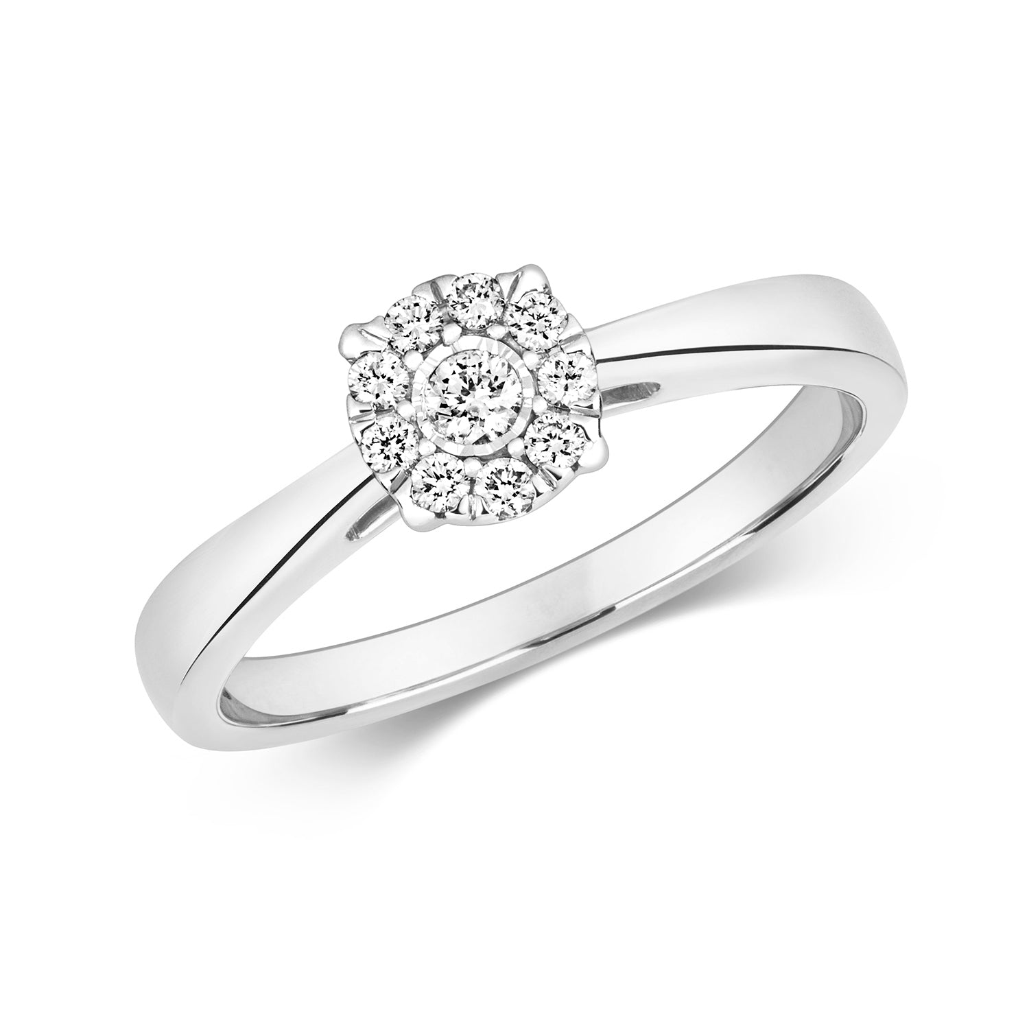 9K White Gold Illusion Solitaire Diamond Ring
