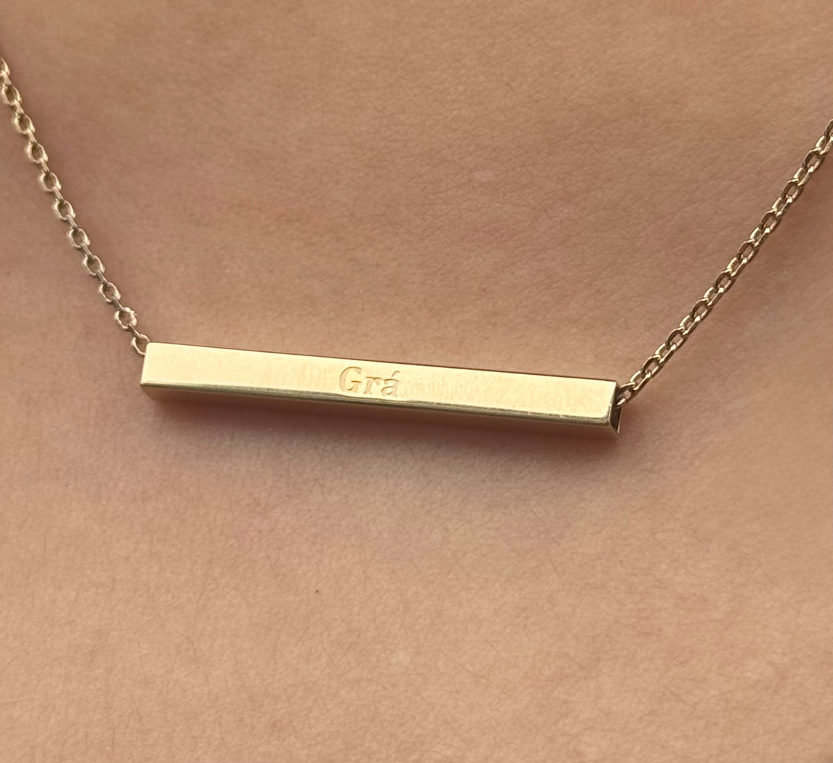 Gold Filled Grá Bar Necklace