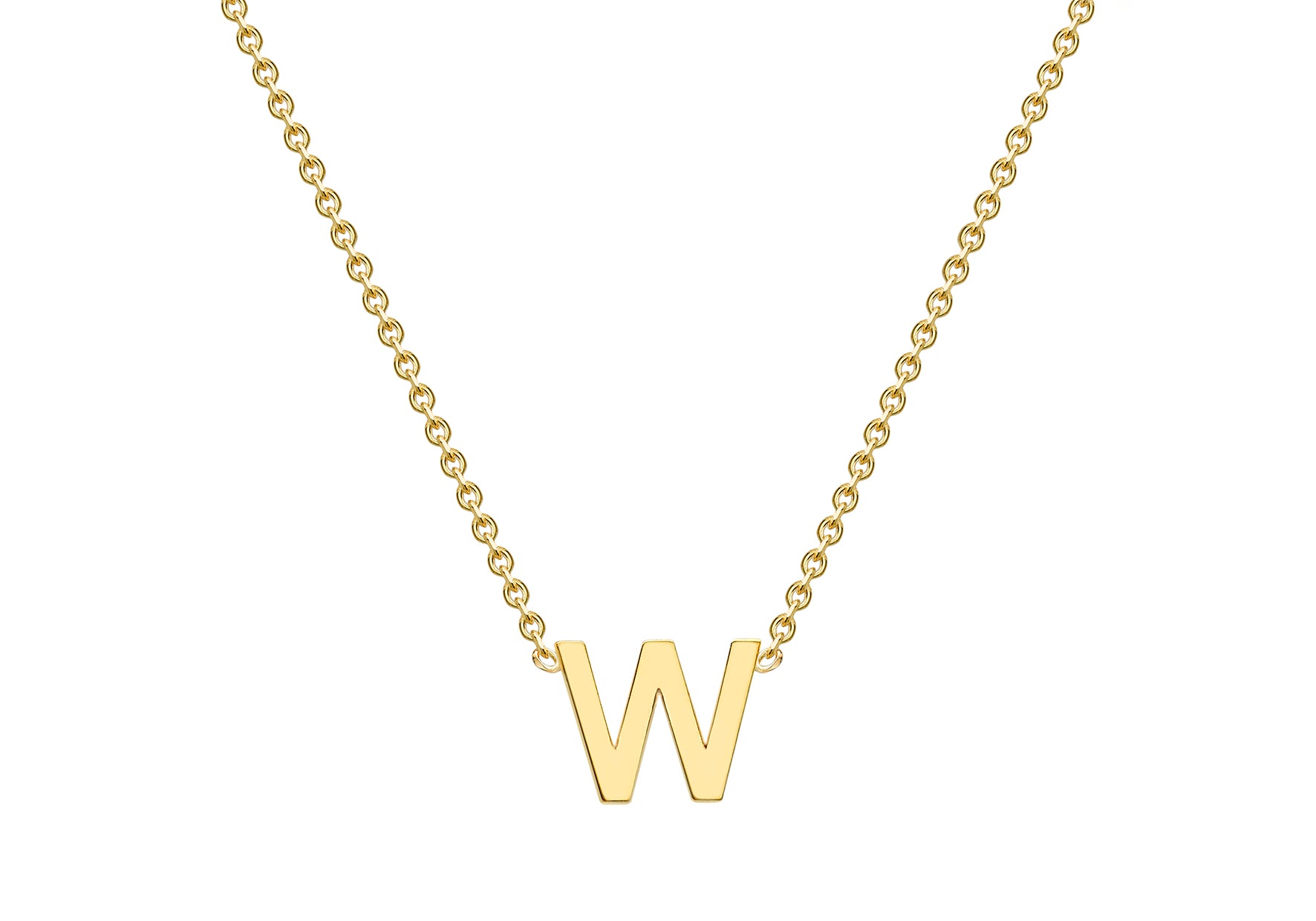 9ct Yellow Gold W Initial Necklace