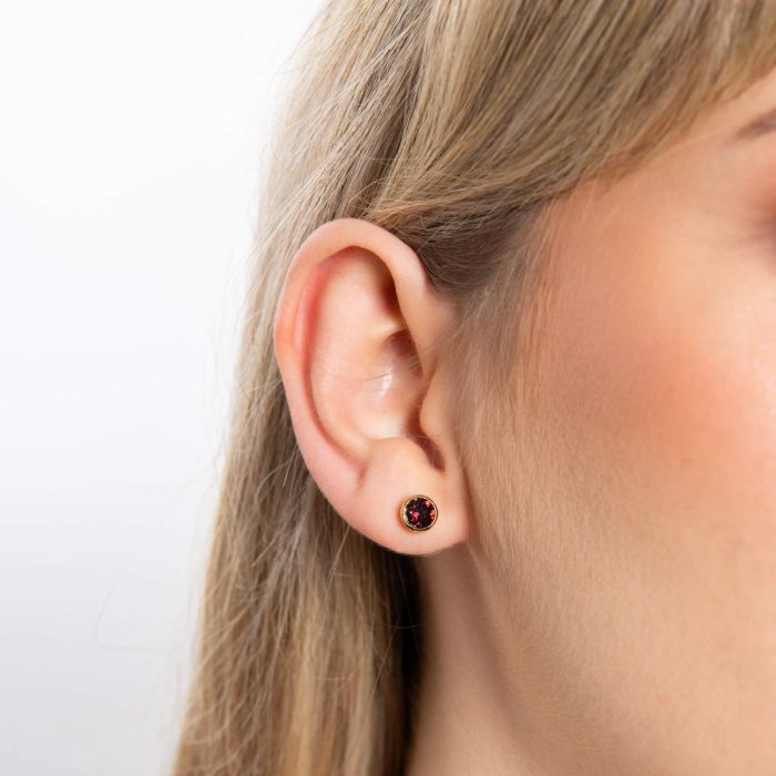 Yellow Gold Plated Sterling Silver January Birthstone Earrings