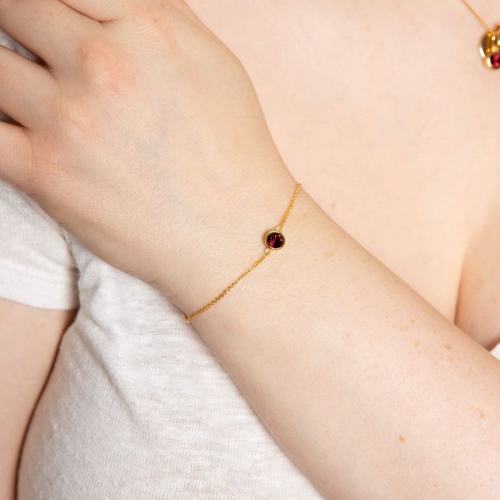 Yellow Gold Plated Sterling Silver January Birthstone Bracelet