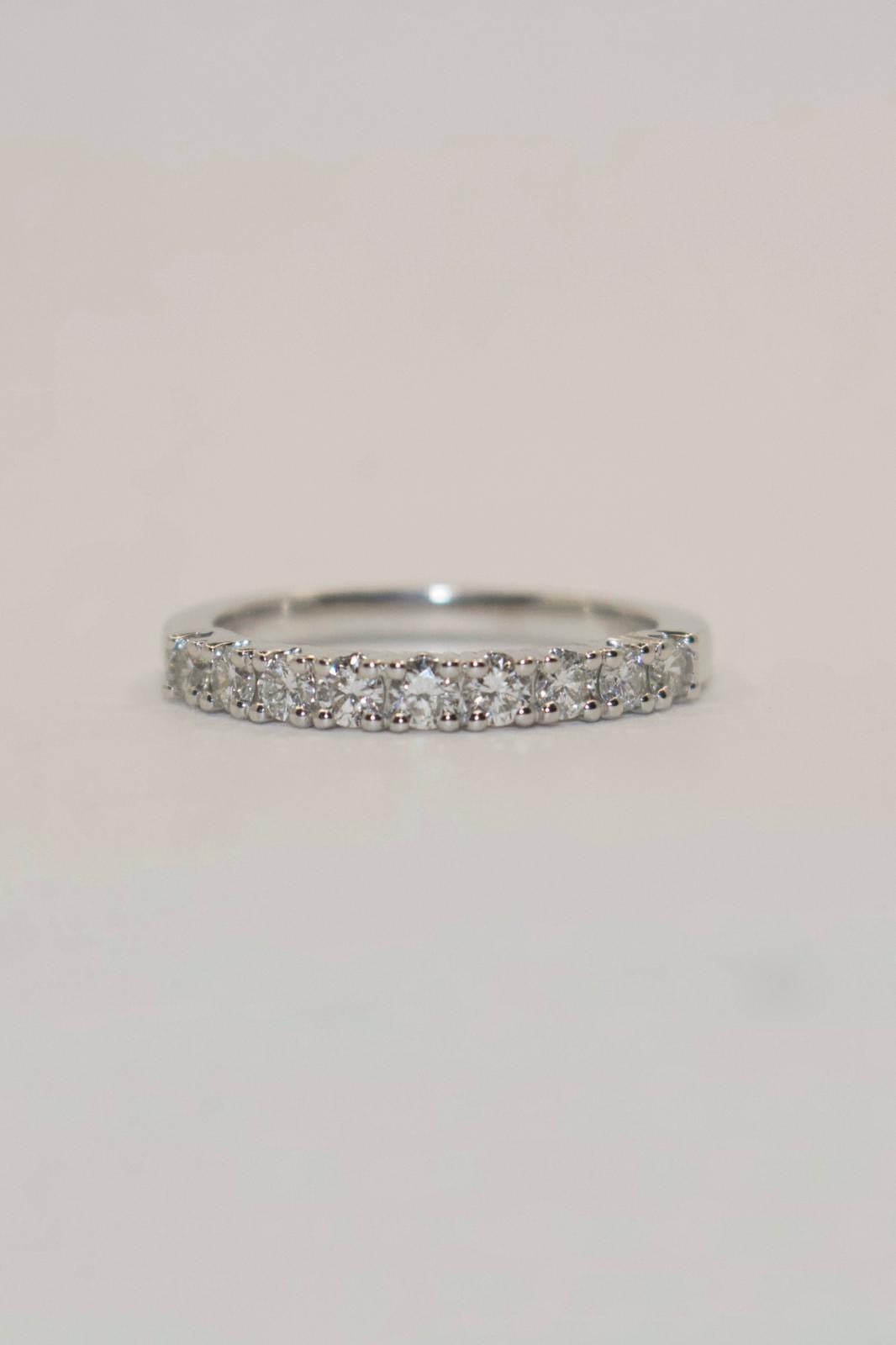 9K White Gold 9 Stone Diamond Band