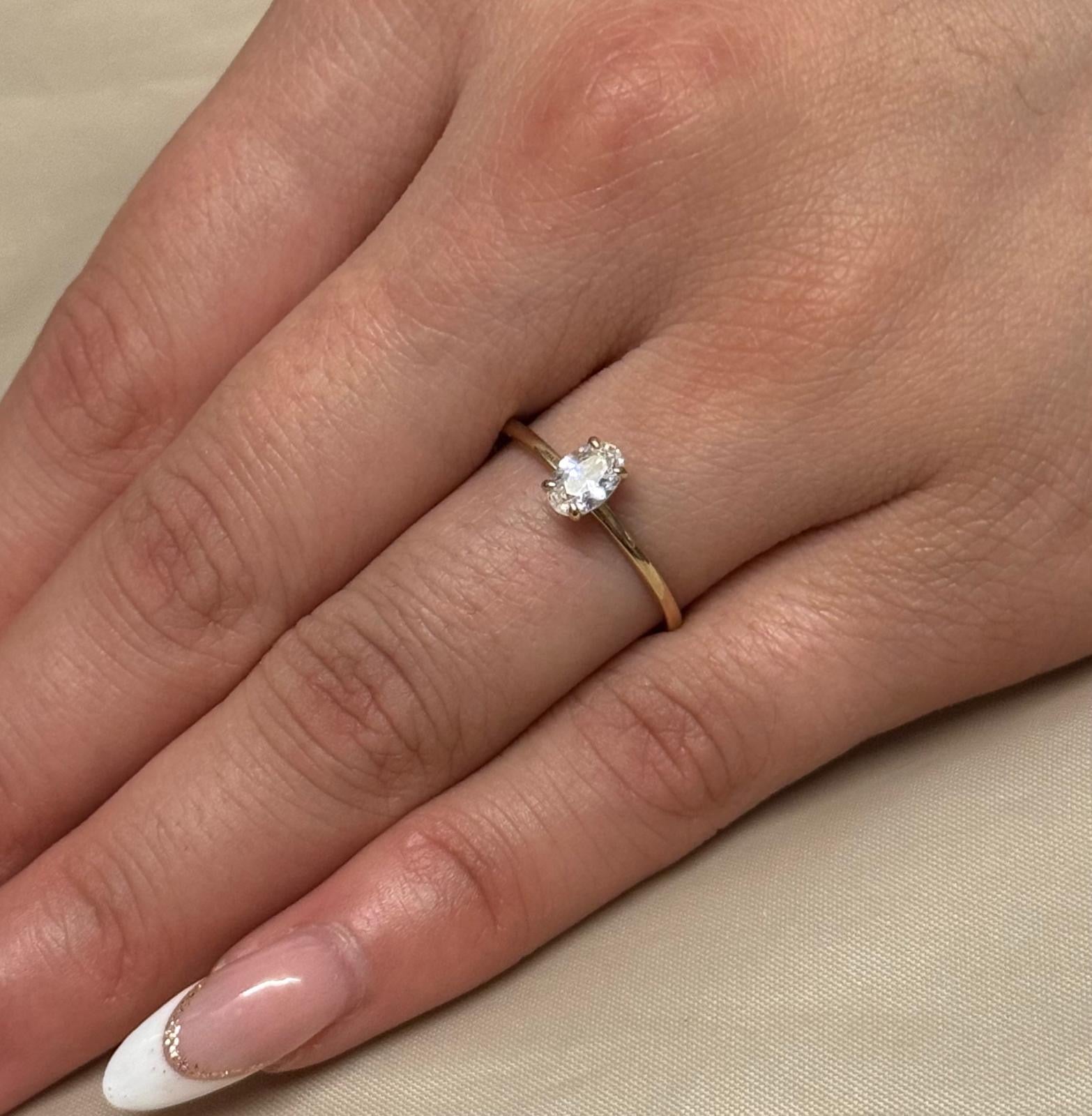 9K Yellow Gold Oval CZ Solitaire