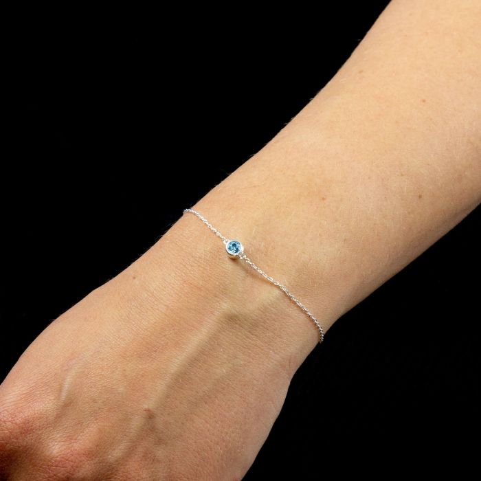 Sterling Silver March Birthstone Bracelet