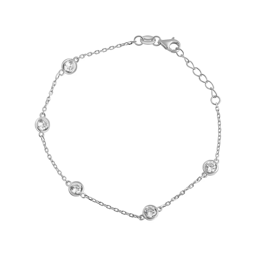 Sterling Silver Rubover Cz Bracelet