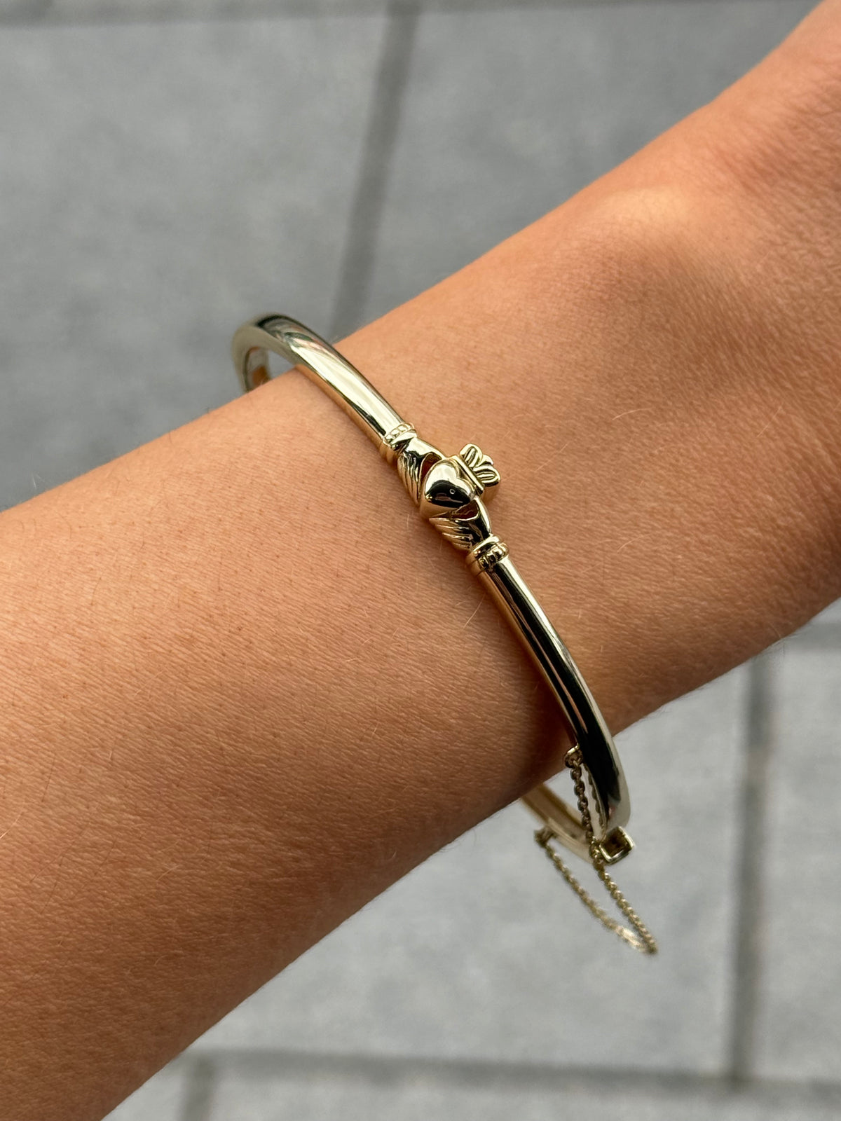 Gold Plated Sterling Silver Claddagh Bangle