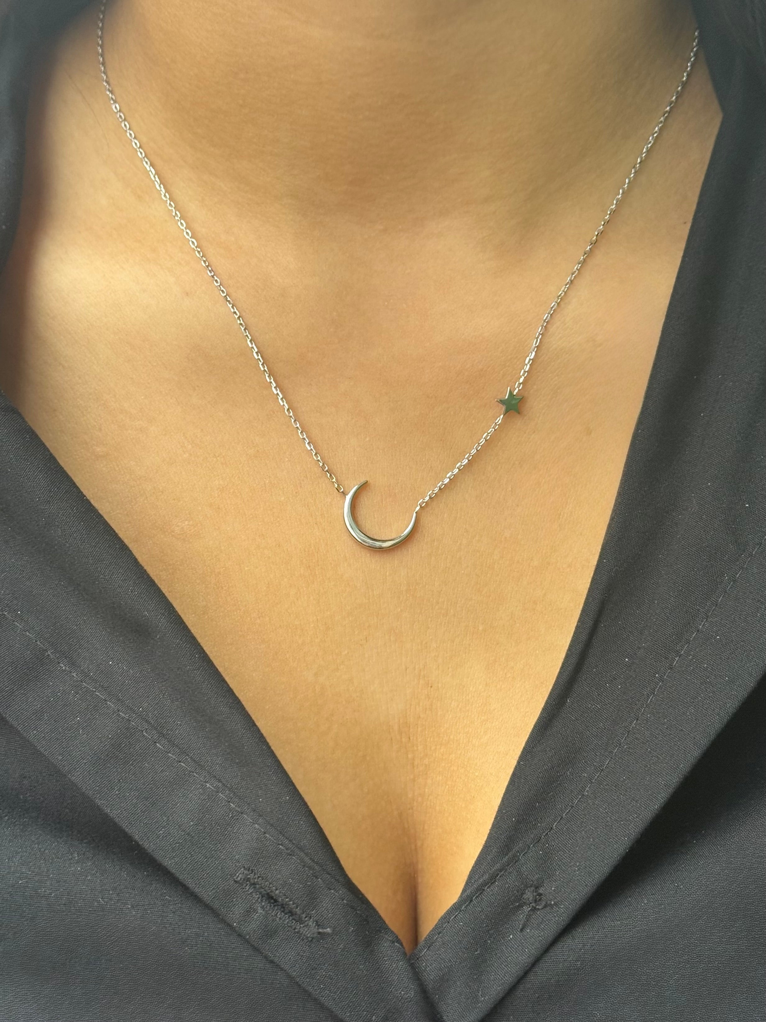 Sterling Silver Moon & Star Necklace