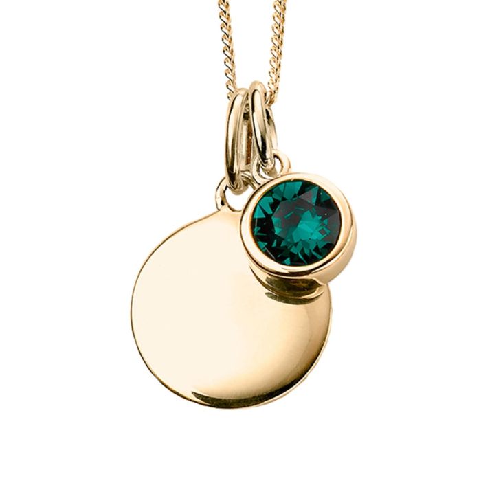 Yellow Gold Plated Sterling Silver May Birthstone Disc Pendant
