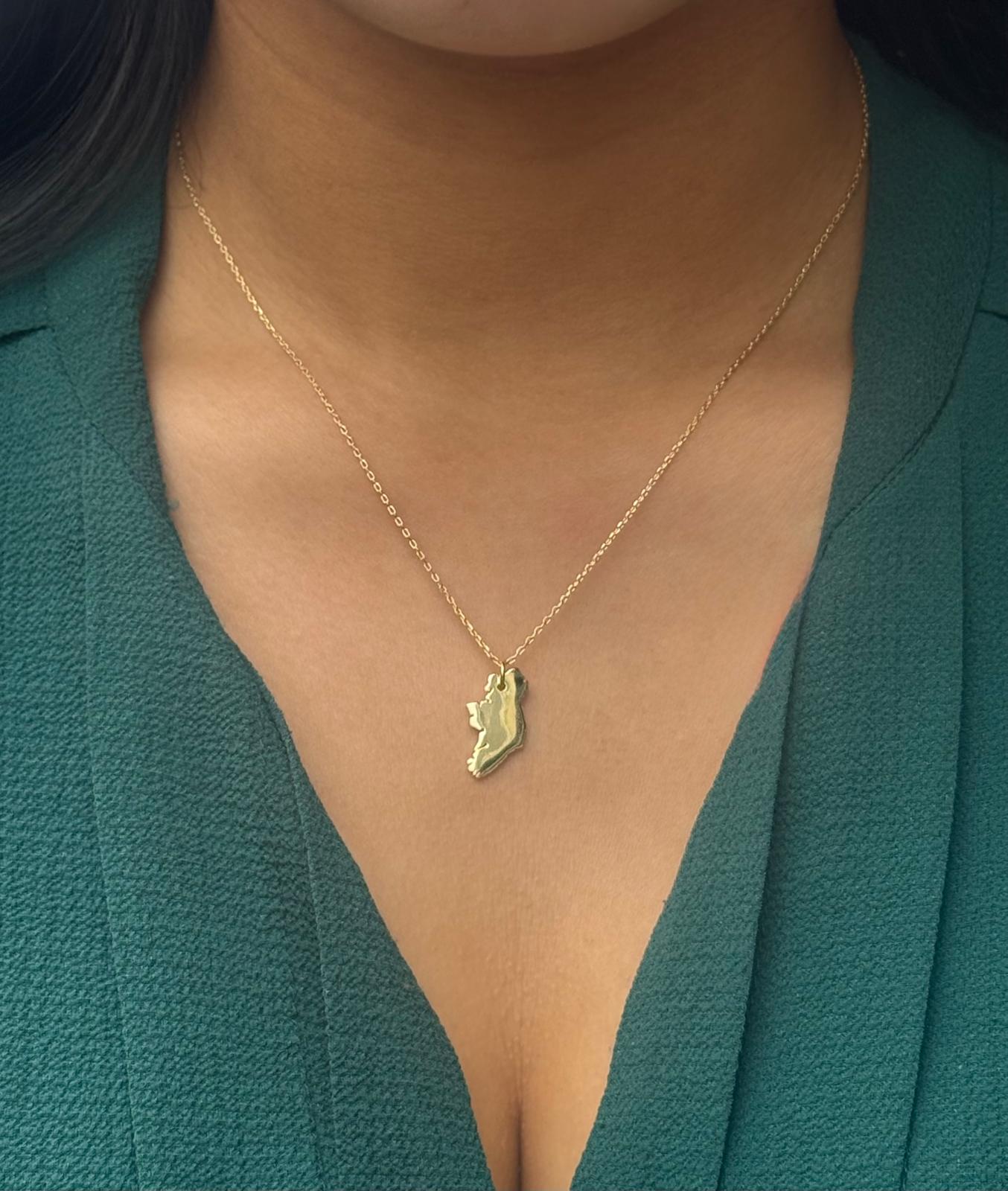 Gold Plated Sterling Silver Map of Ireland Pendant