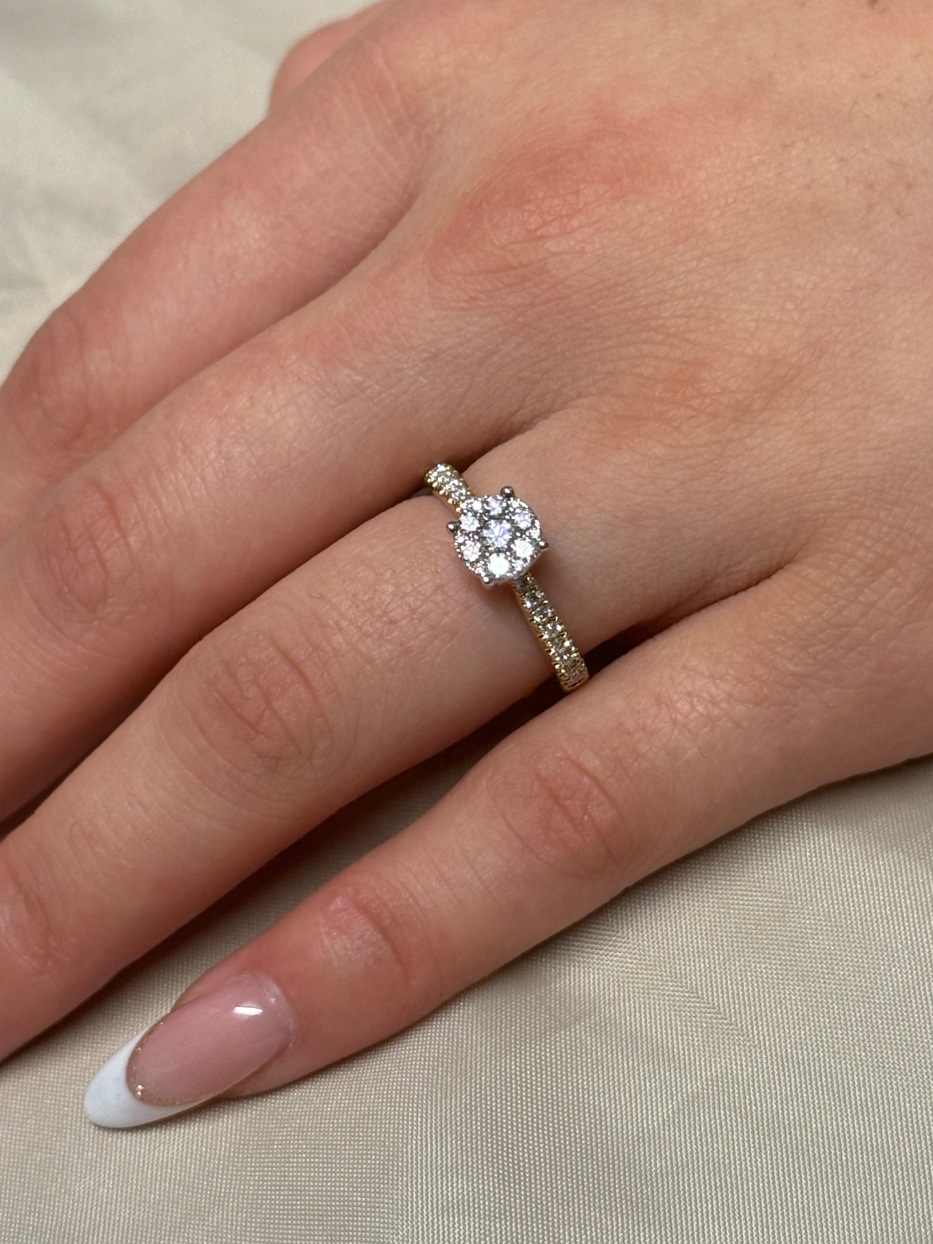 9K Yellow Gold 50pt Illusion Solitaire with Diamond Band