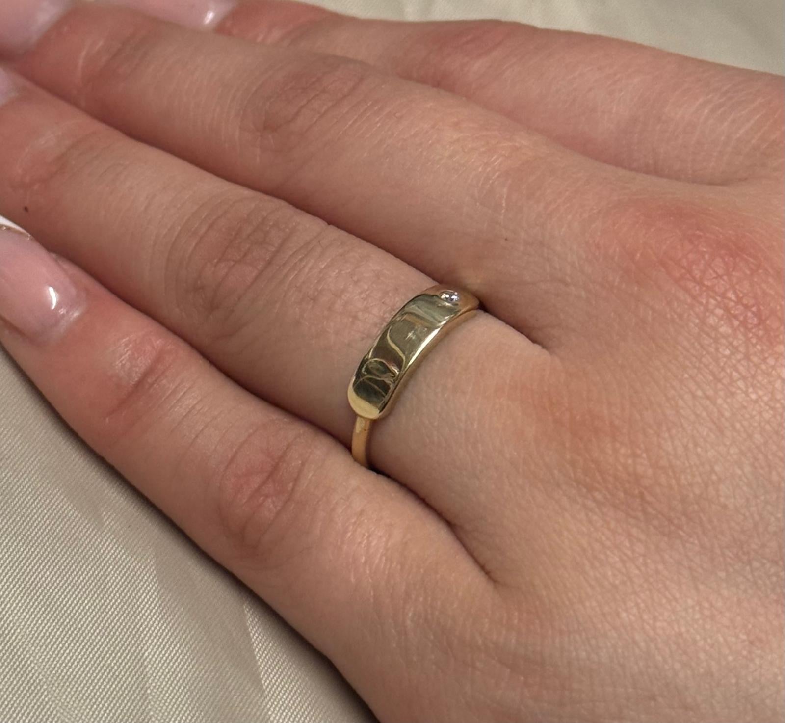 9K Yellow Gold CZ ID Ring